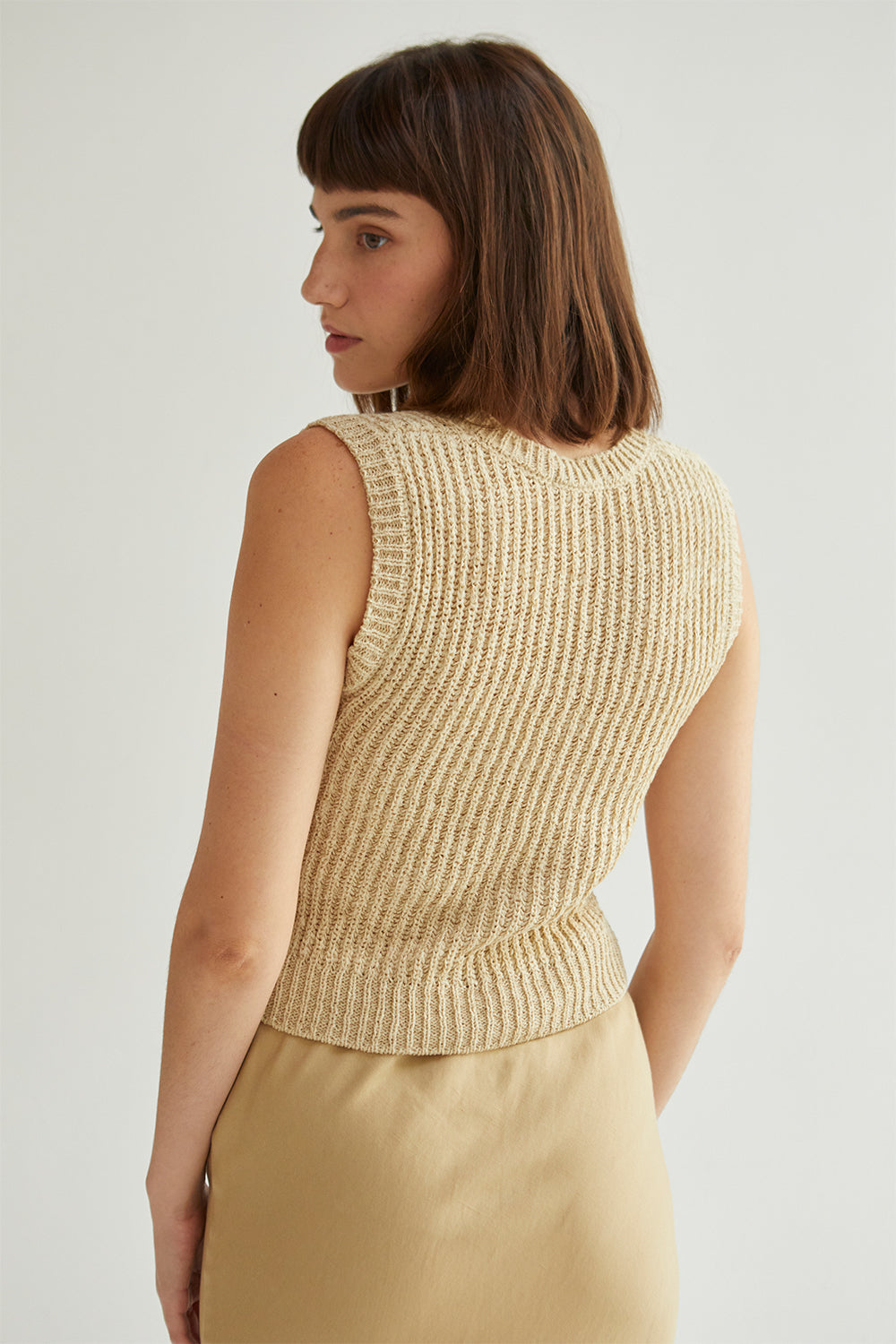 V-Neckline Sleeveless Knit Top