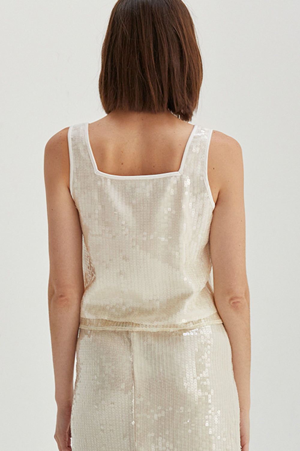 Square Neckline Sequins Crop Top