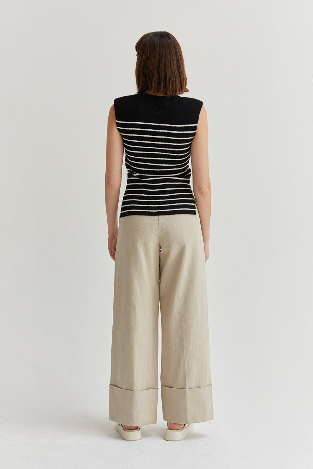 Striped Sleeveless Ribbed Knit Top