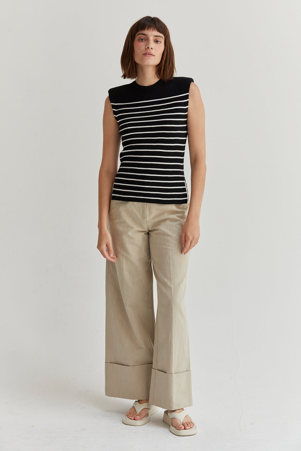 Striped Sleeveless Ribbed Knit Top