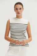Striped Sleeveless Ribbed Knit Top