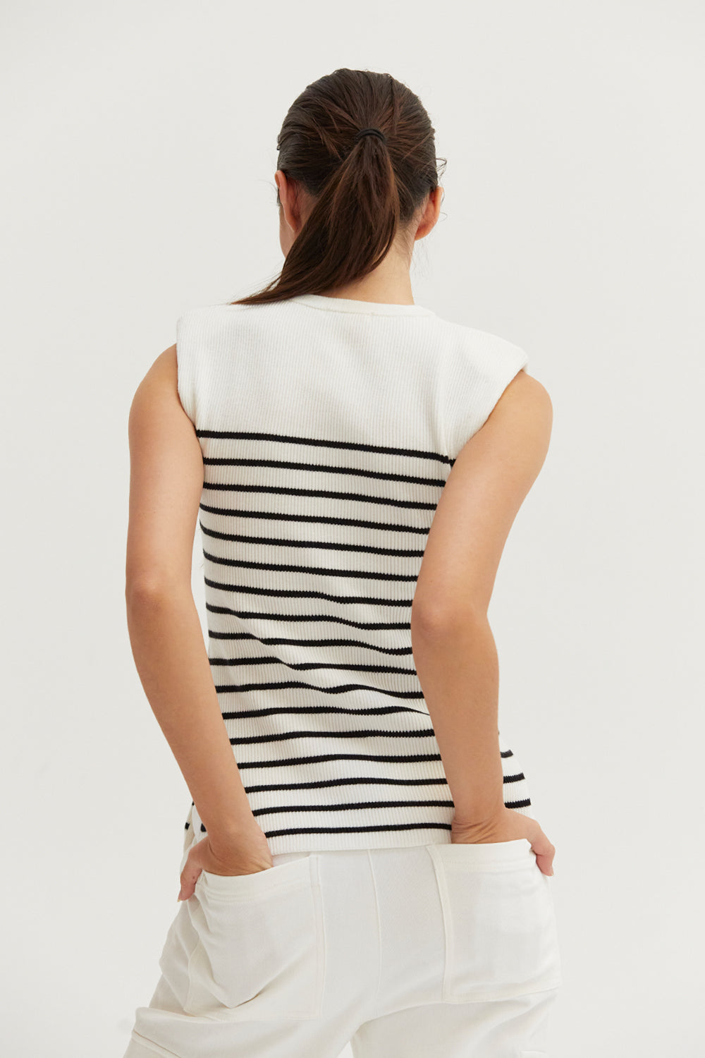 Striped Sleeveless Ribbed Knit Top