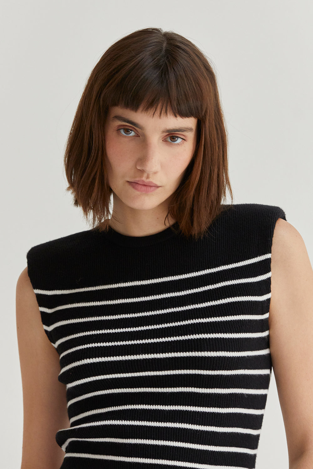 Striped Sleeveless Ribbed Knit Top
