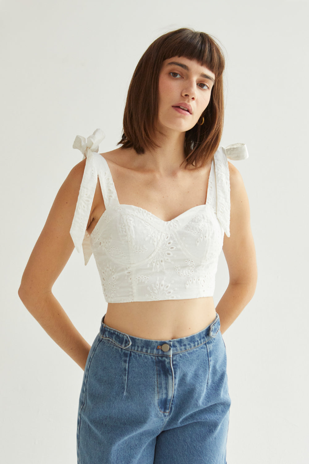 Eyelet Bustier Crop Top