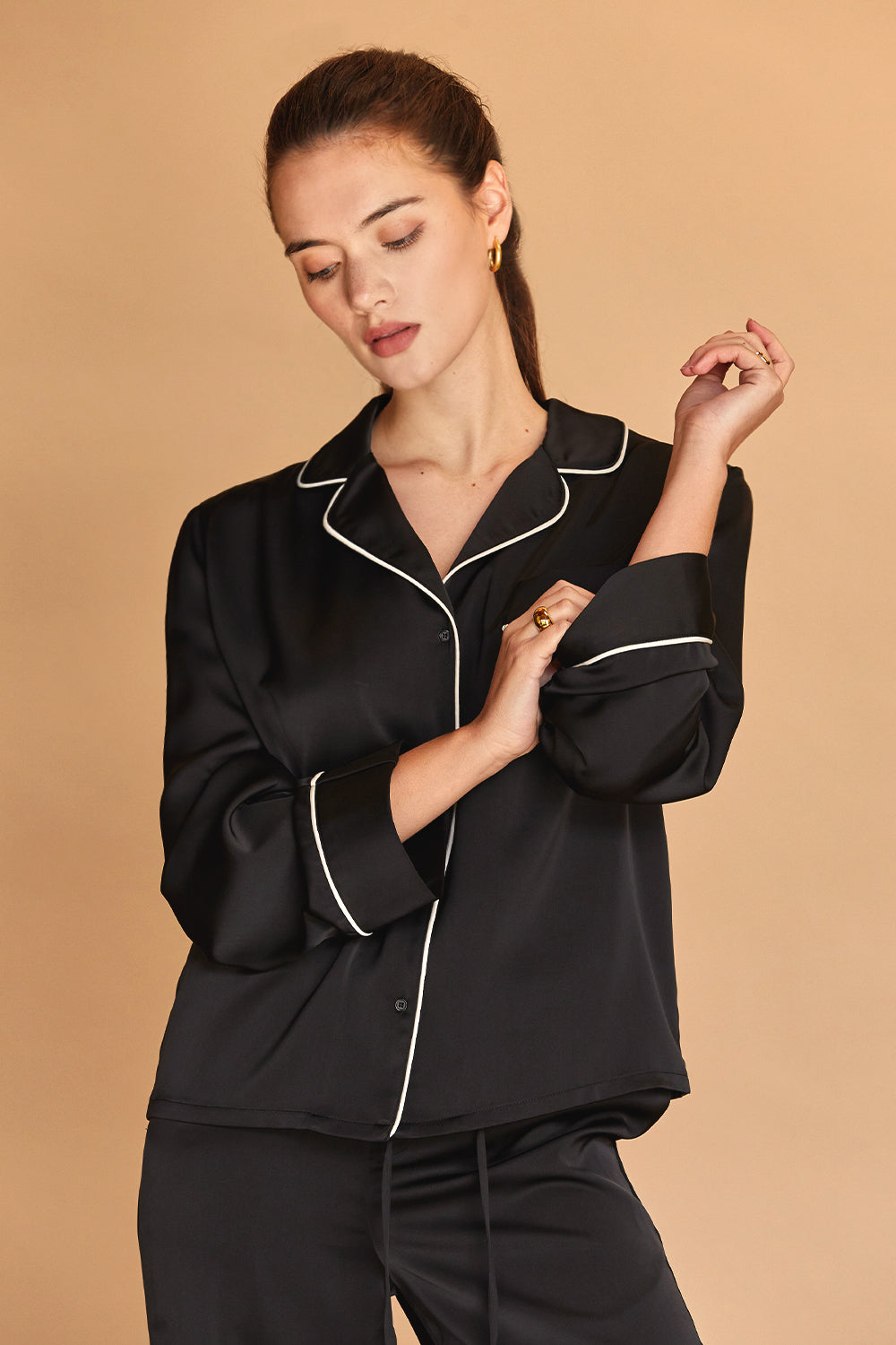 Satin Pajama Long Sleeve Top