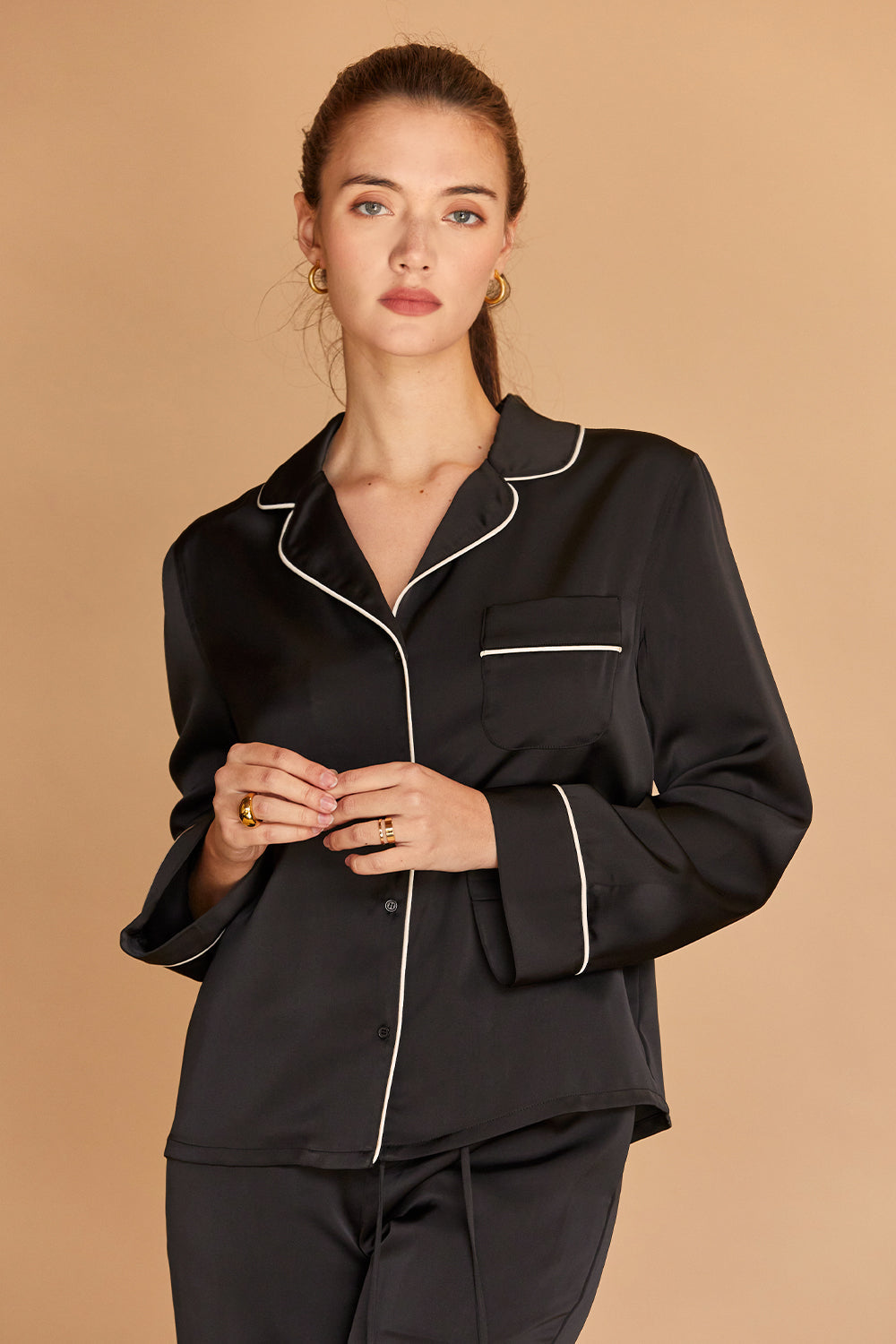 Satin Pajama Long Sleeve Top