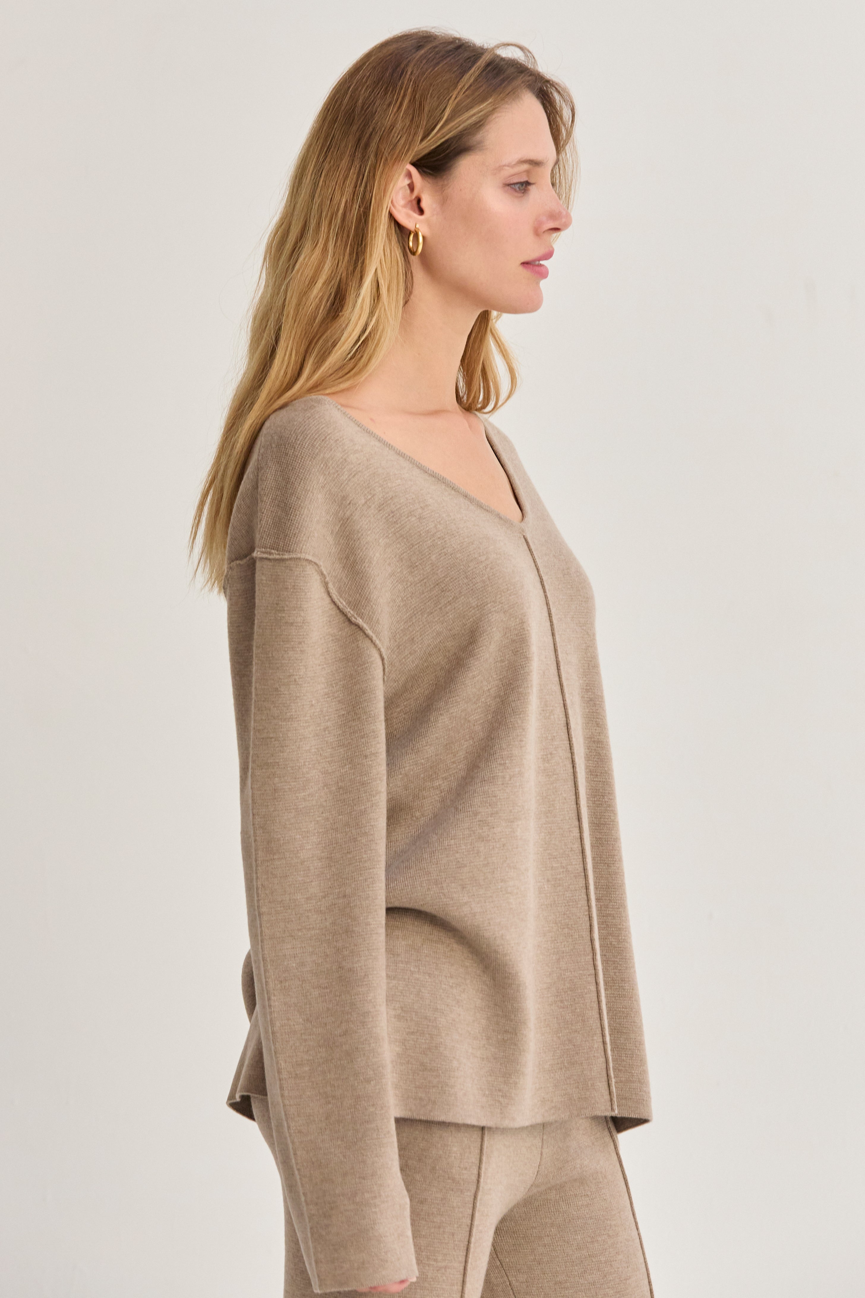 V-Neck Lounge Sweater Knit Top