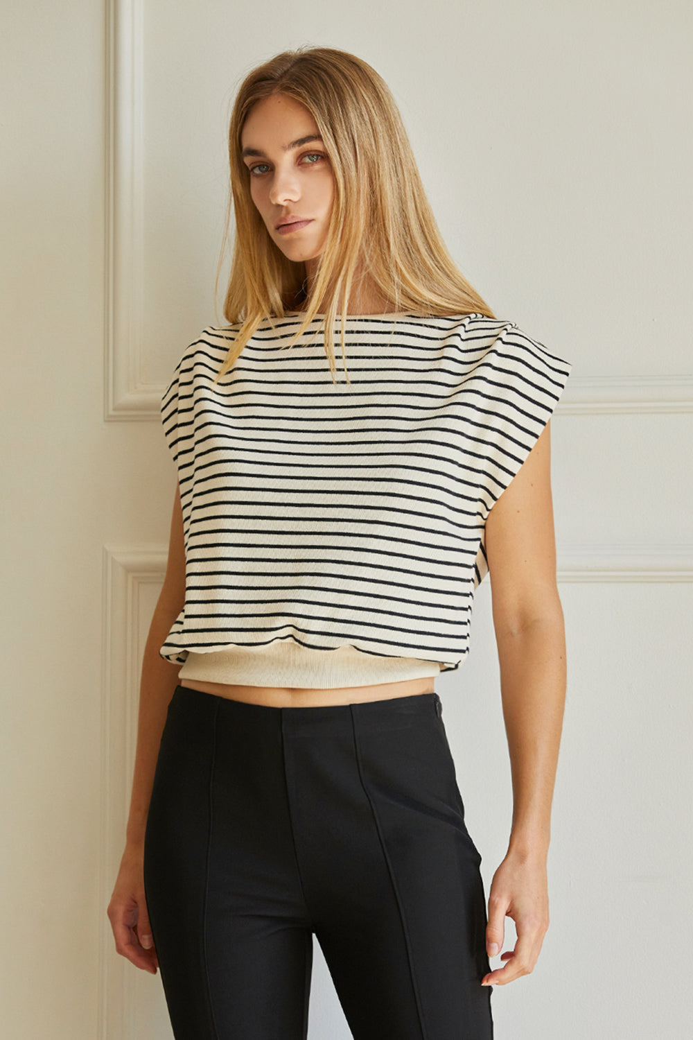 Stripe Sleeveless Knit Top