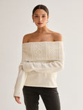 Off Shoulder Cable Knit Top