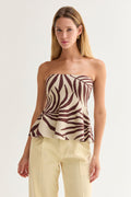 Jacquard-Strick-Peplum-Top mit Blattmuster