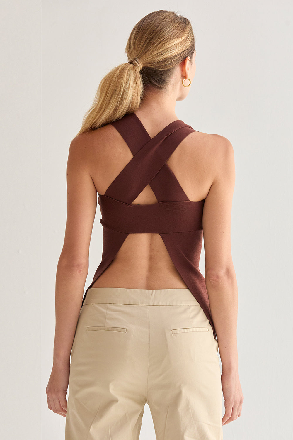 Cross Back Cut Out Knit Top