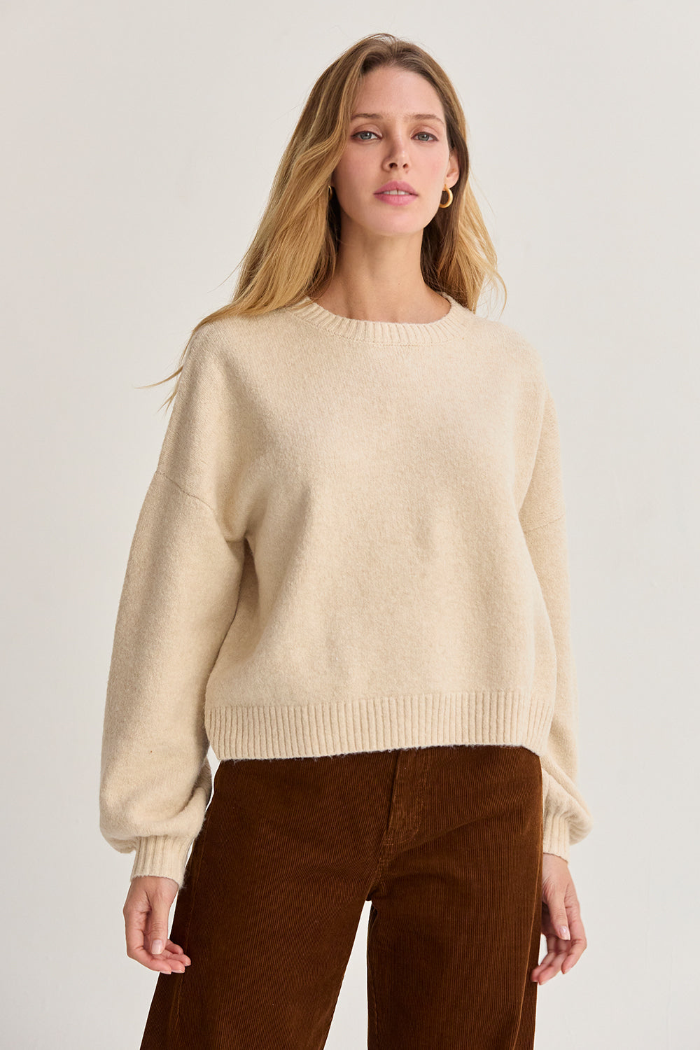 Balloon Sleeve Crewneck Sweater