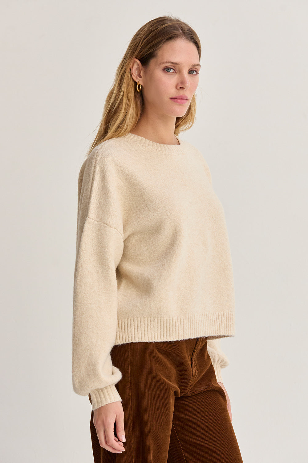 Balloon Sleeve Crewneck Sweater