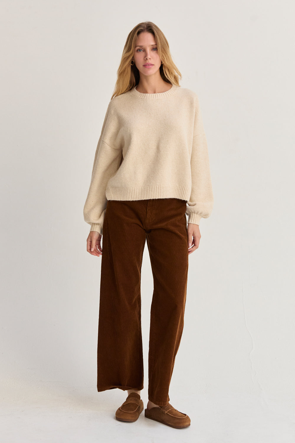 Balloon Sleeve Crewneck Sweater