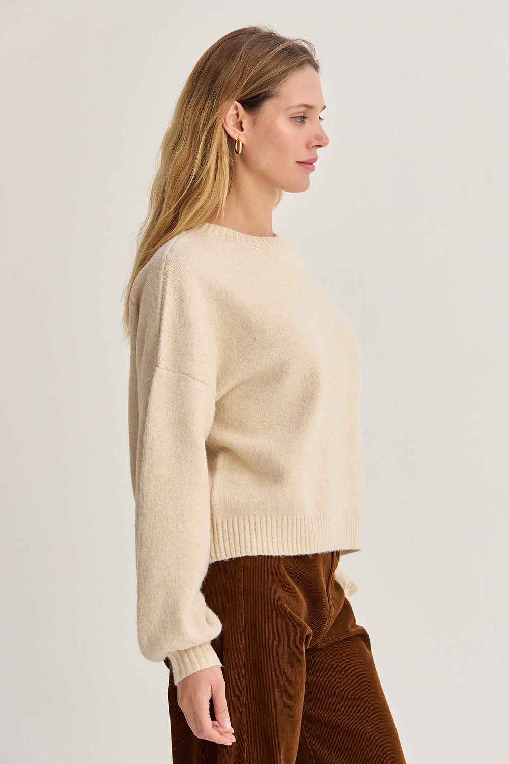 Balloon Sleeve Crewneck Sweater