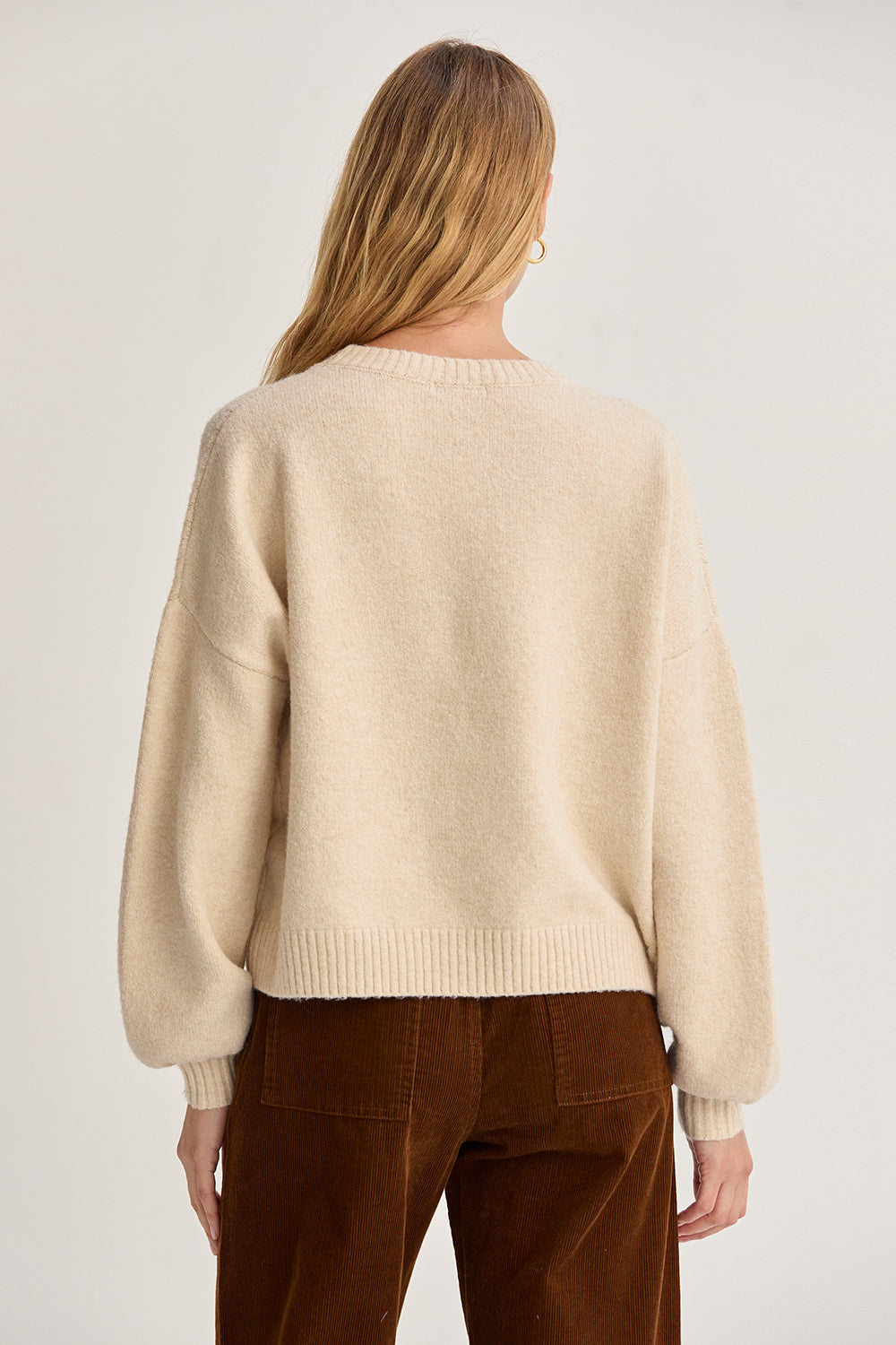 Balloon Sleeve Crewneck Sweater