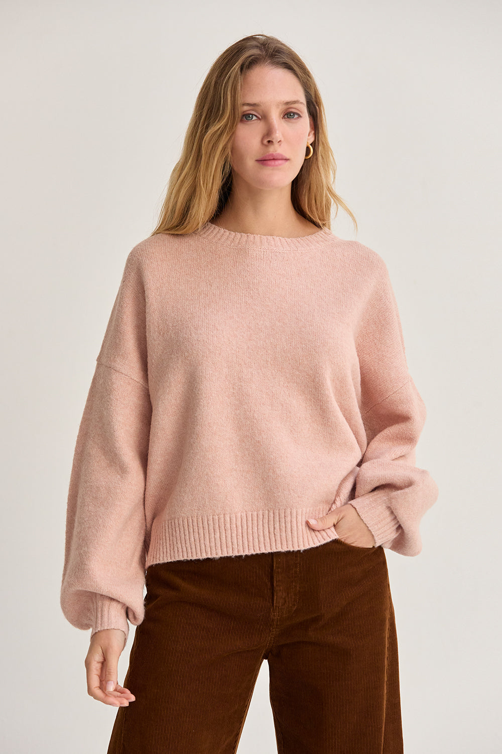 Balloon Sleeve Crewneck Sweater