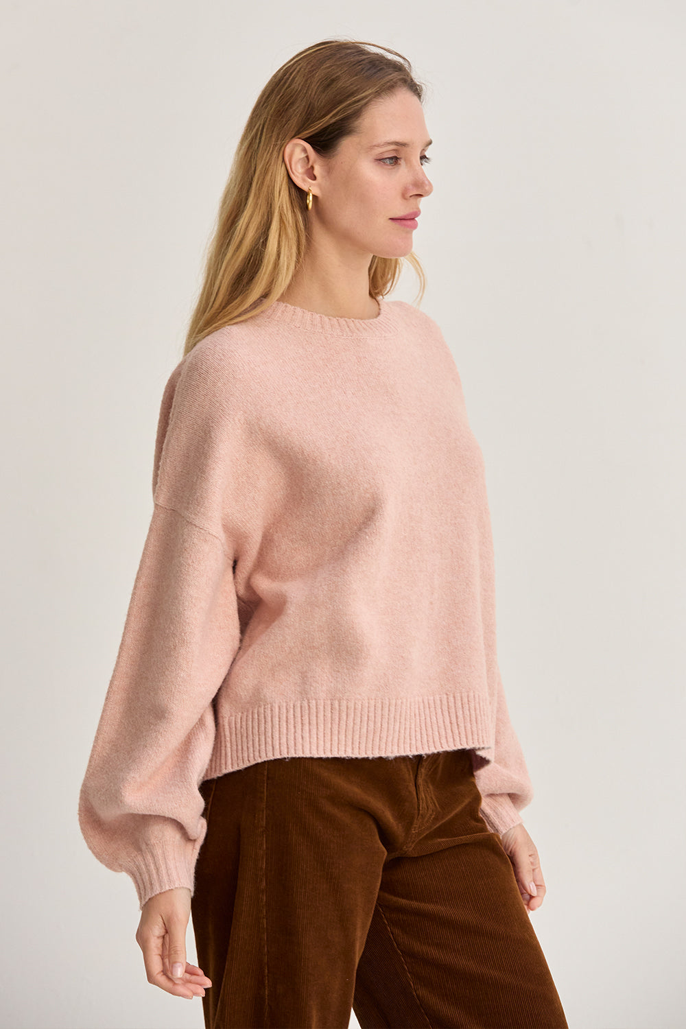 Balloon Sleeve Crewneck Sweater