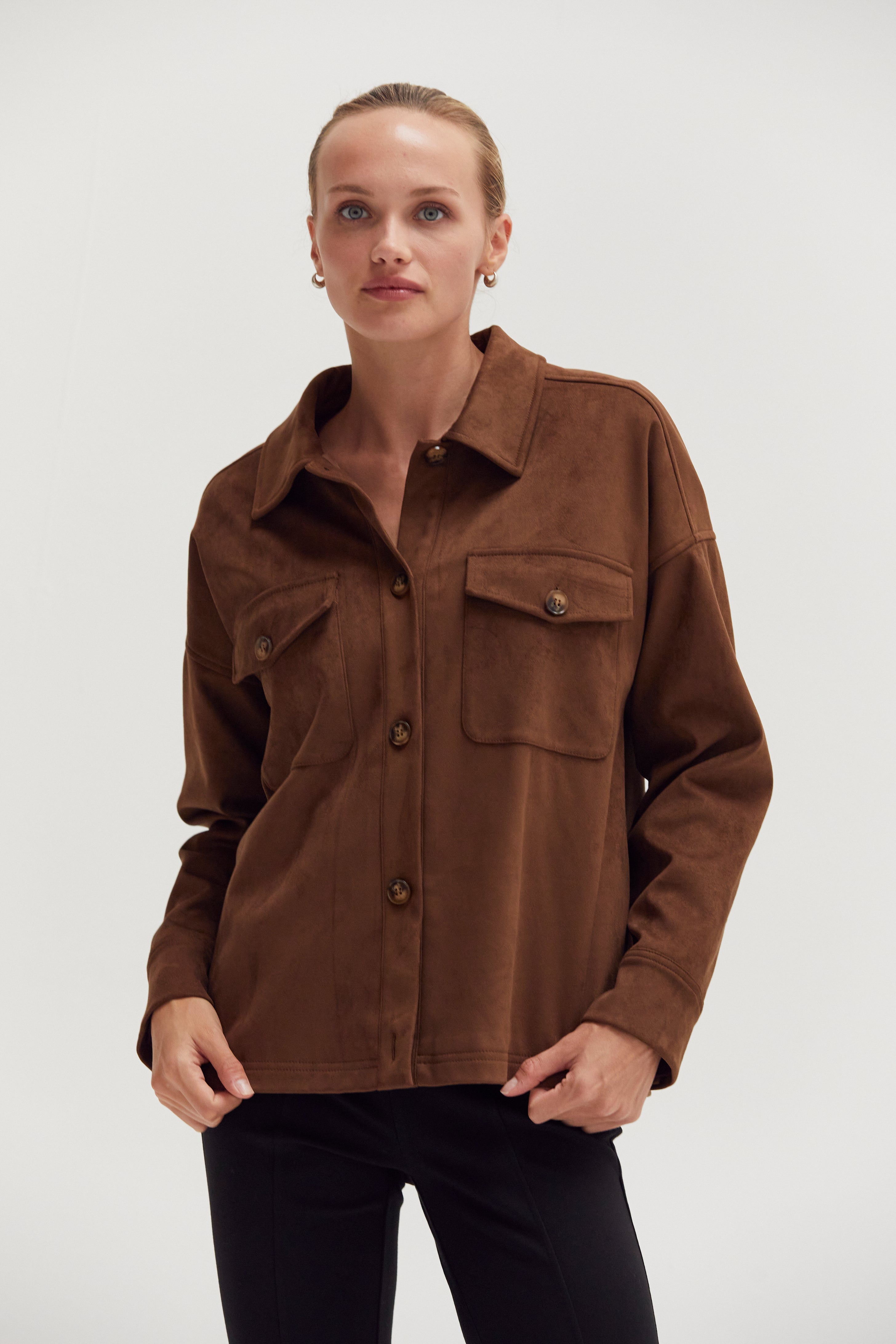 Vegan Suede Shirt Jacket