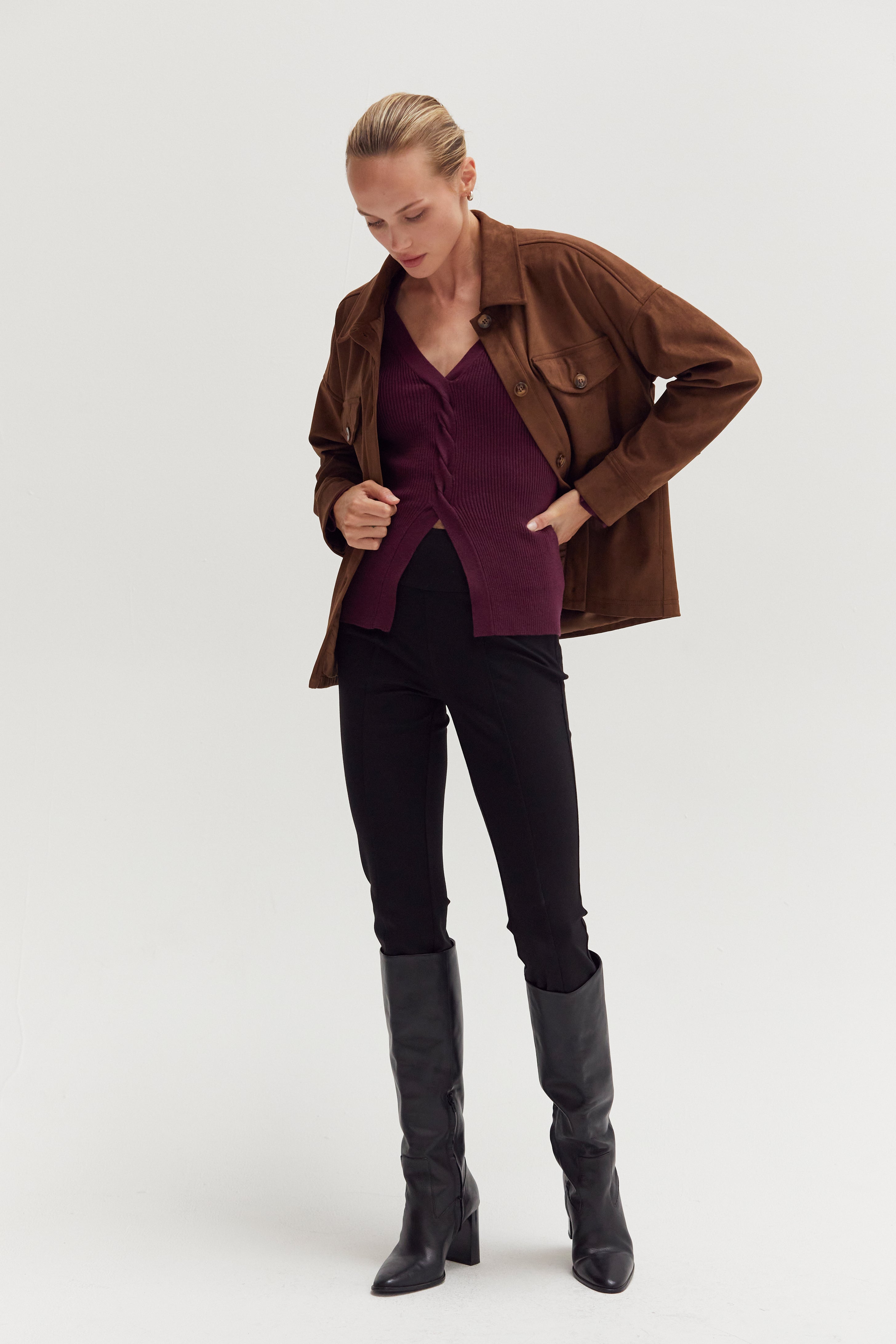 Vegan Suede Shirt Jacket