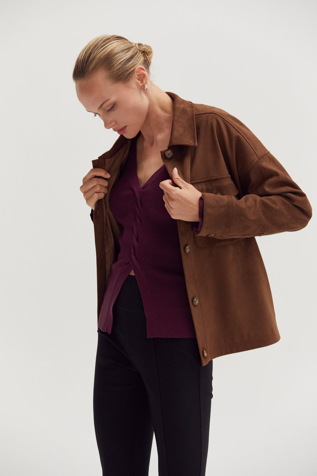 Hemdjacke aus veganem Wildleder