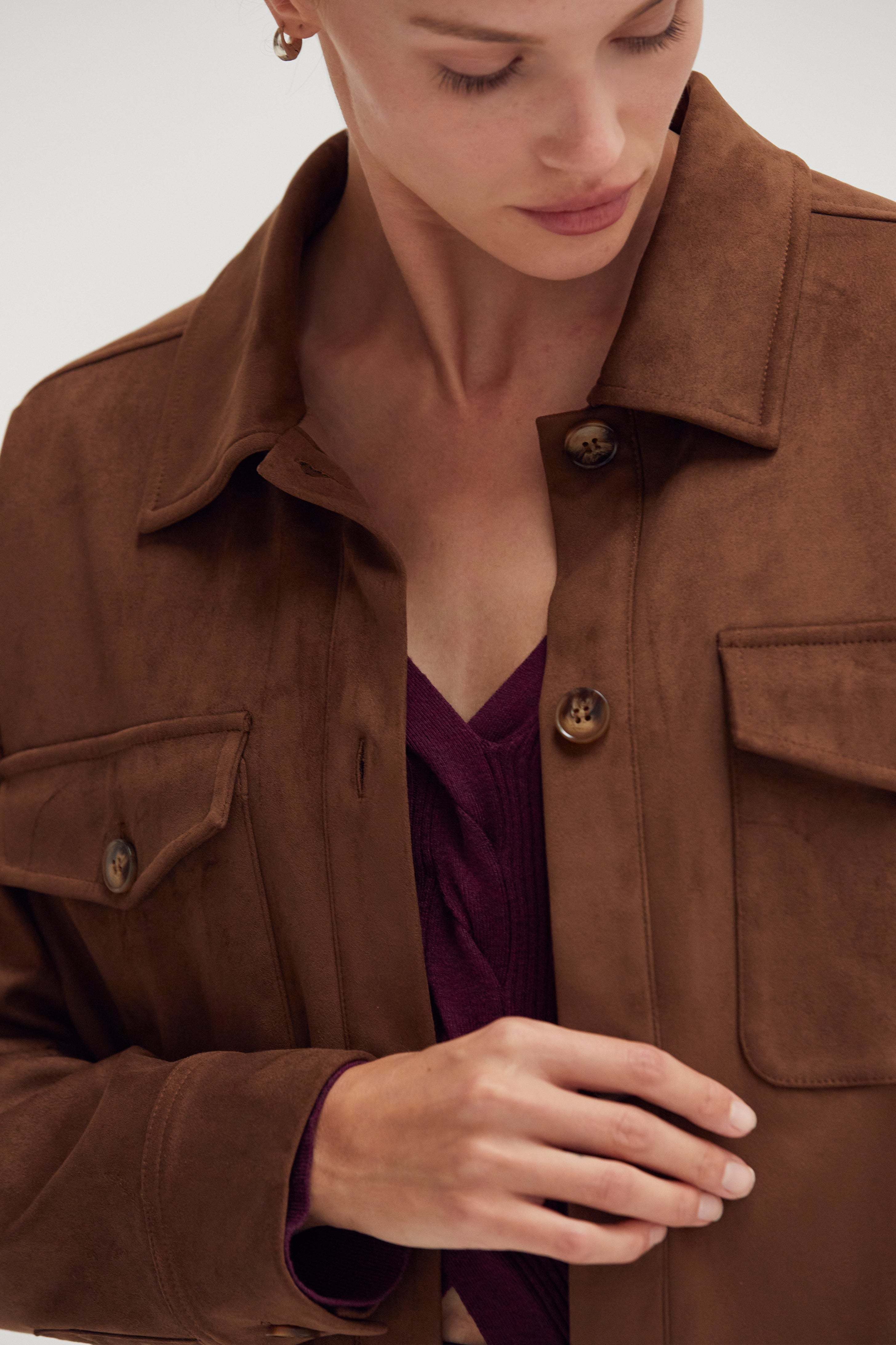 Hemdjacke aus veganem Wildleder