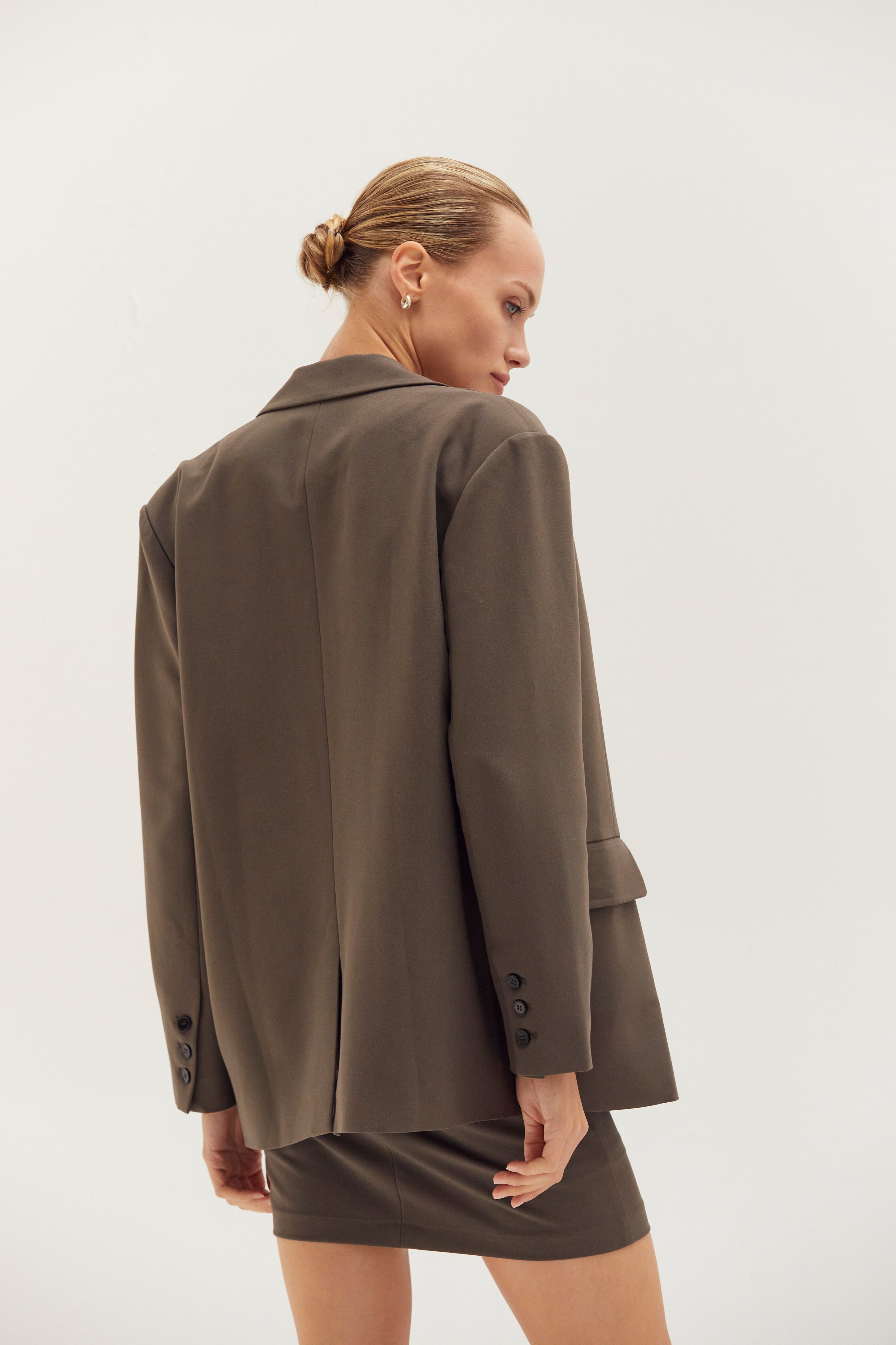 Oversized Single-Breasted Gabardine Blazer
