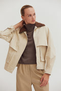 Contrast Corduroy Collar Canvas Barn Jacket