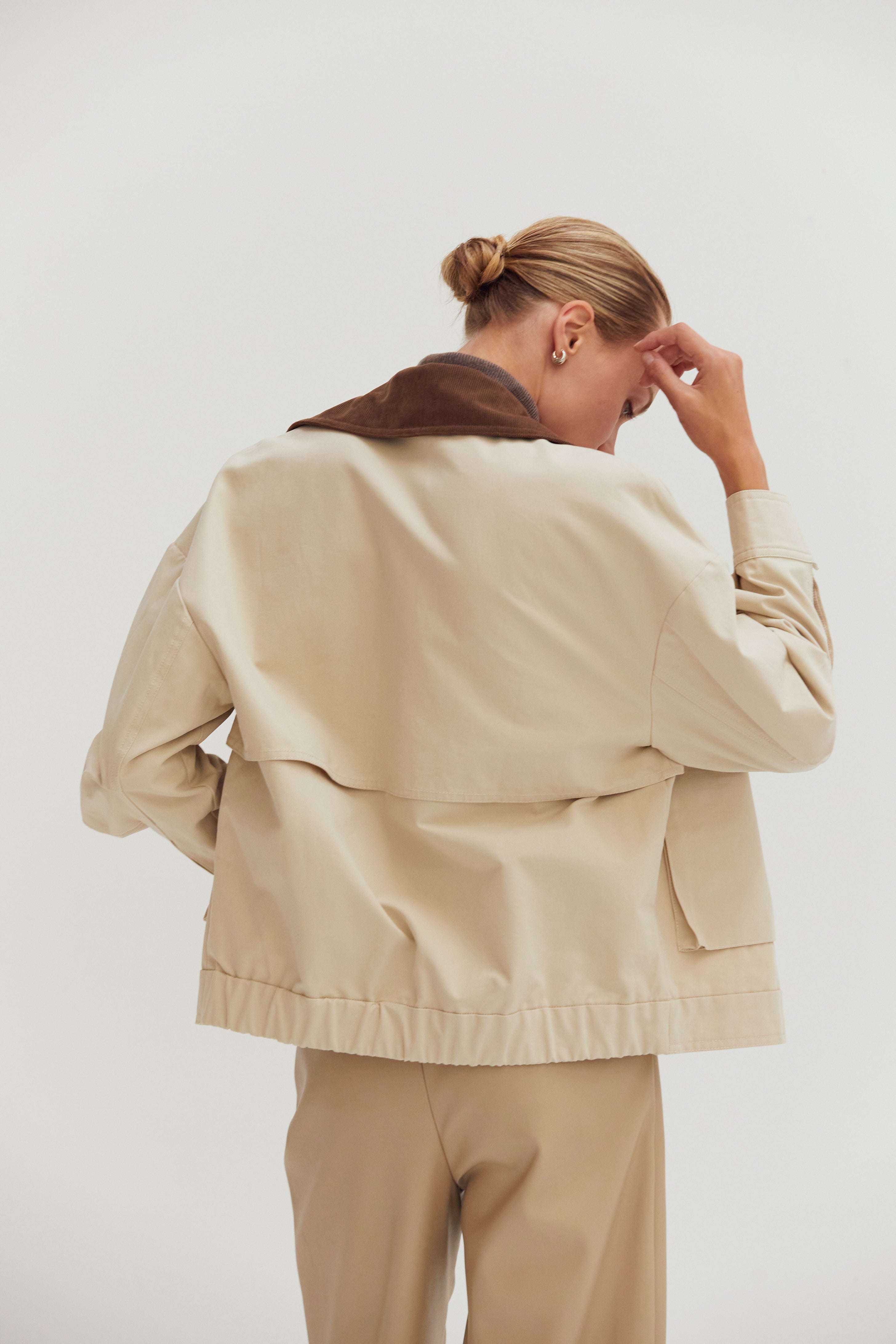 Contrast Corduroy Collar Canvas Barn Jacket