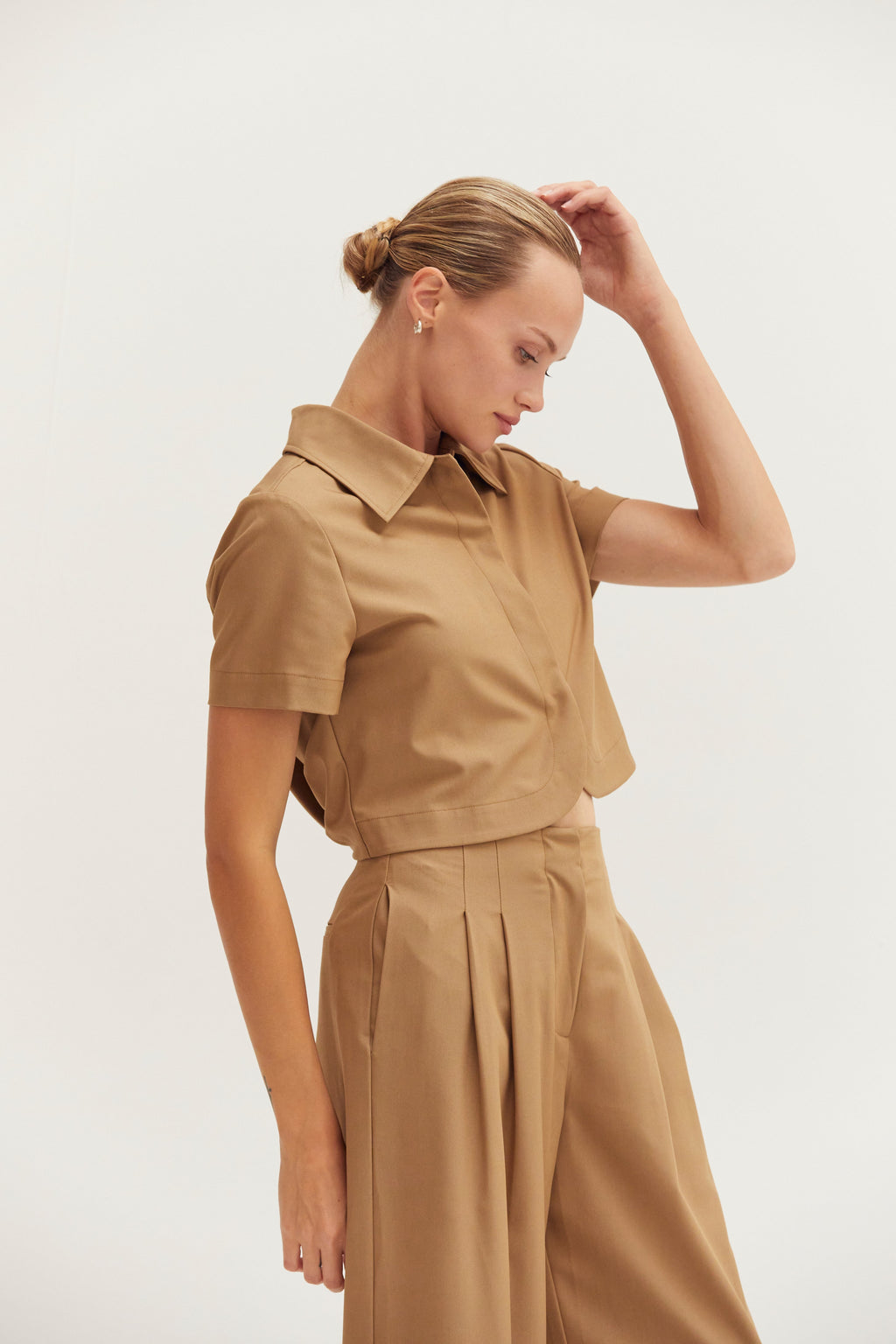 Short Sleeve Cropped Blazer Top