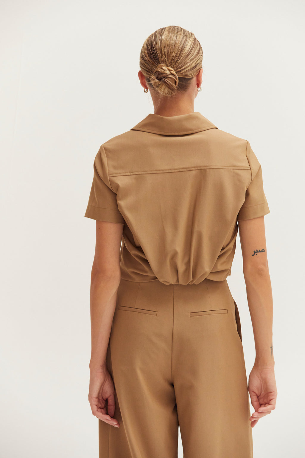 Short Sleeve Cropped Blazer Top