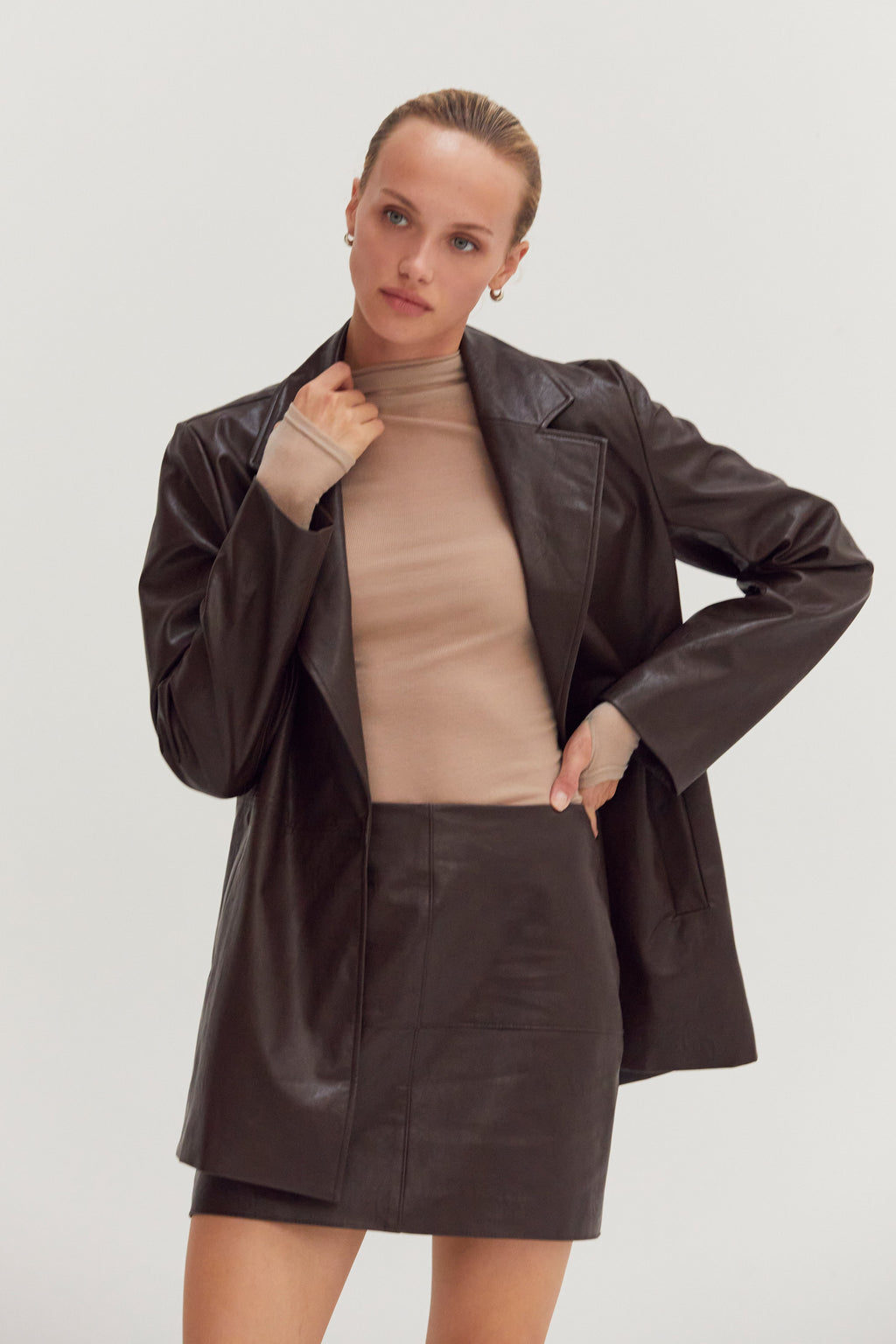 Vegan Leather Oversized Blazer