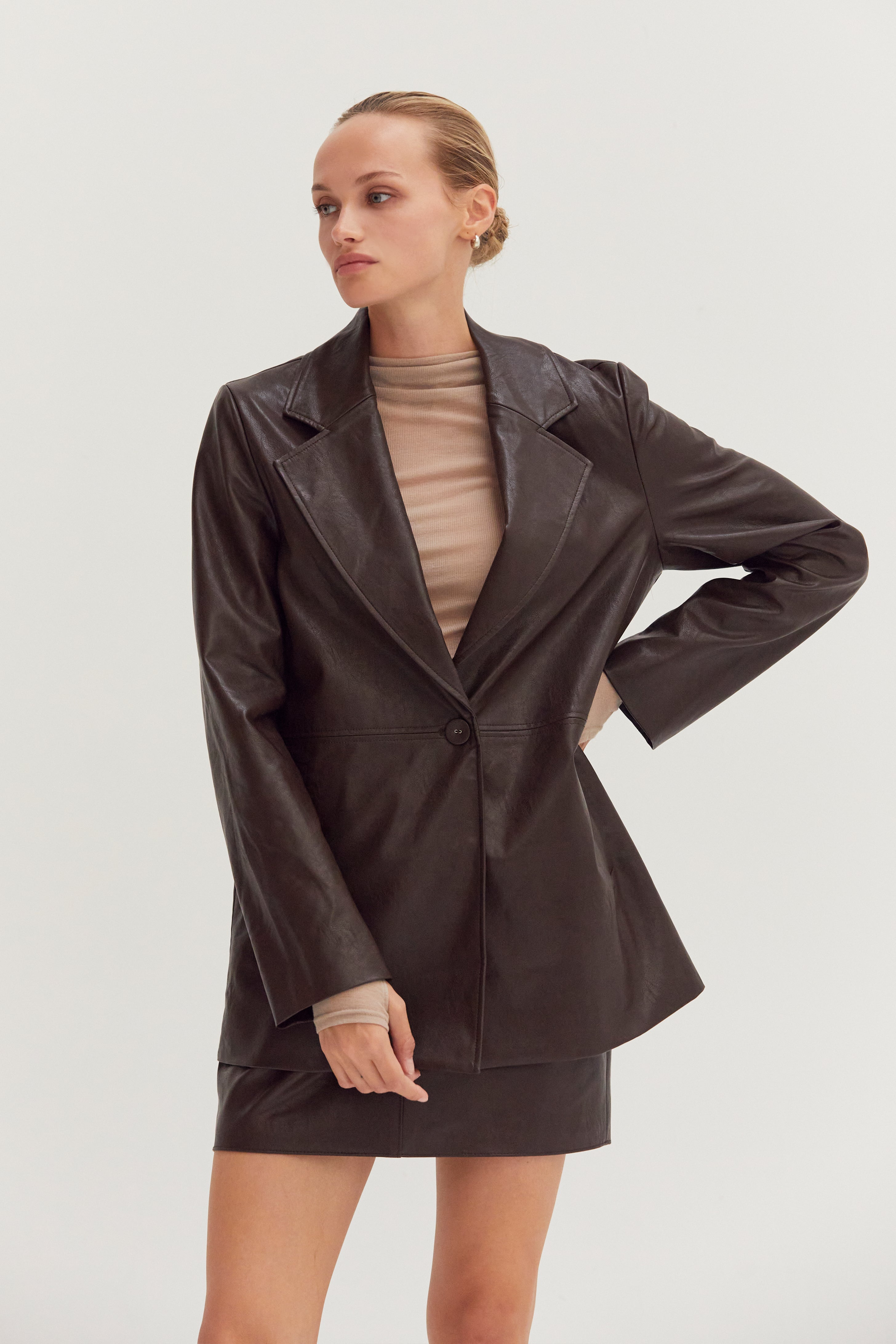 Vegan Leather Oversized Blazer