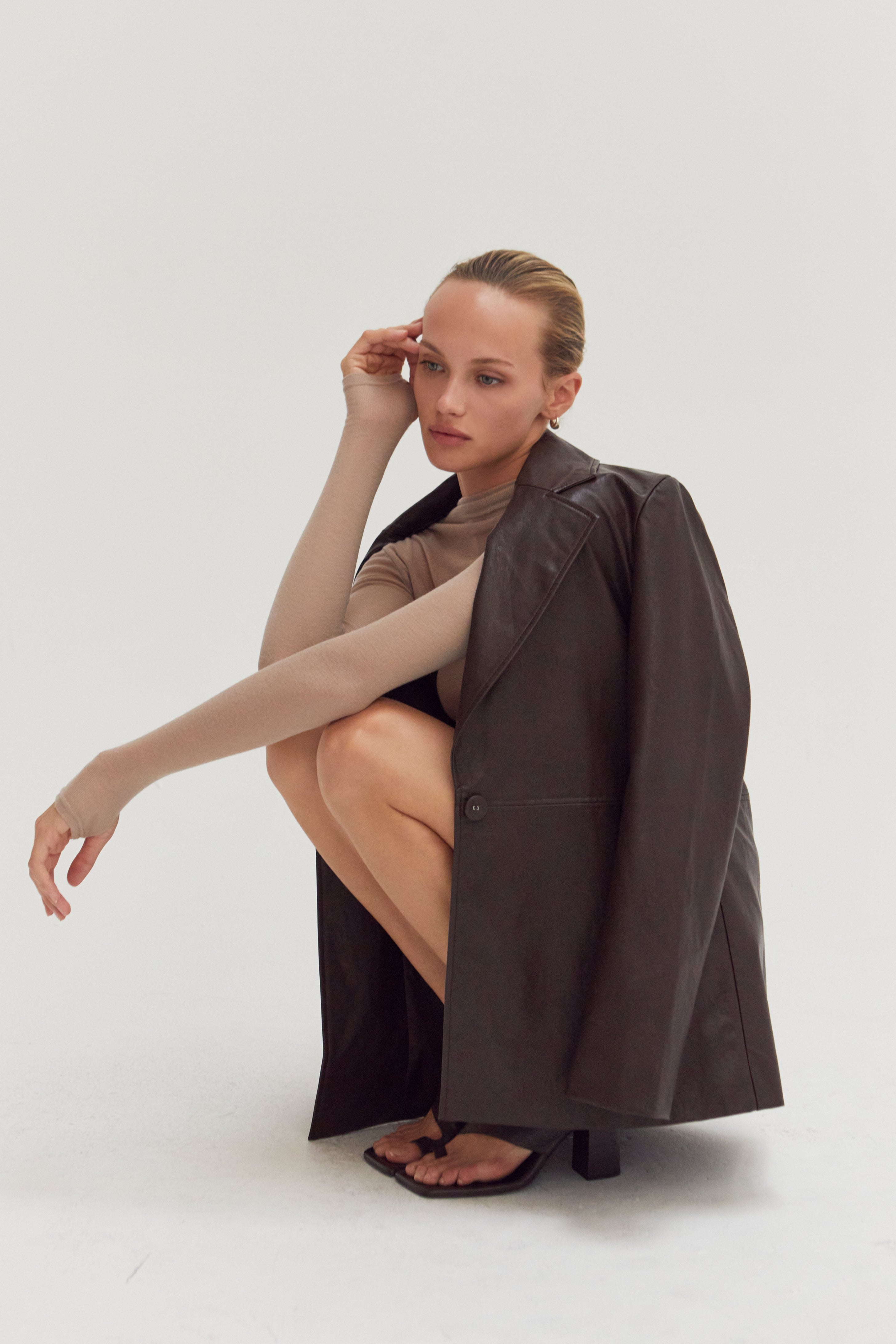 Vegan Leather Oversized Blazer