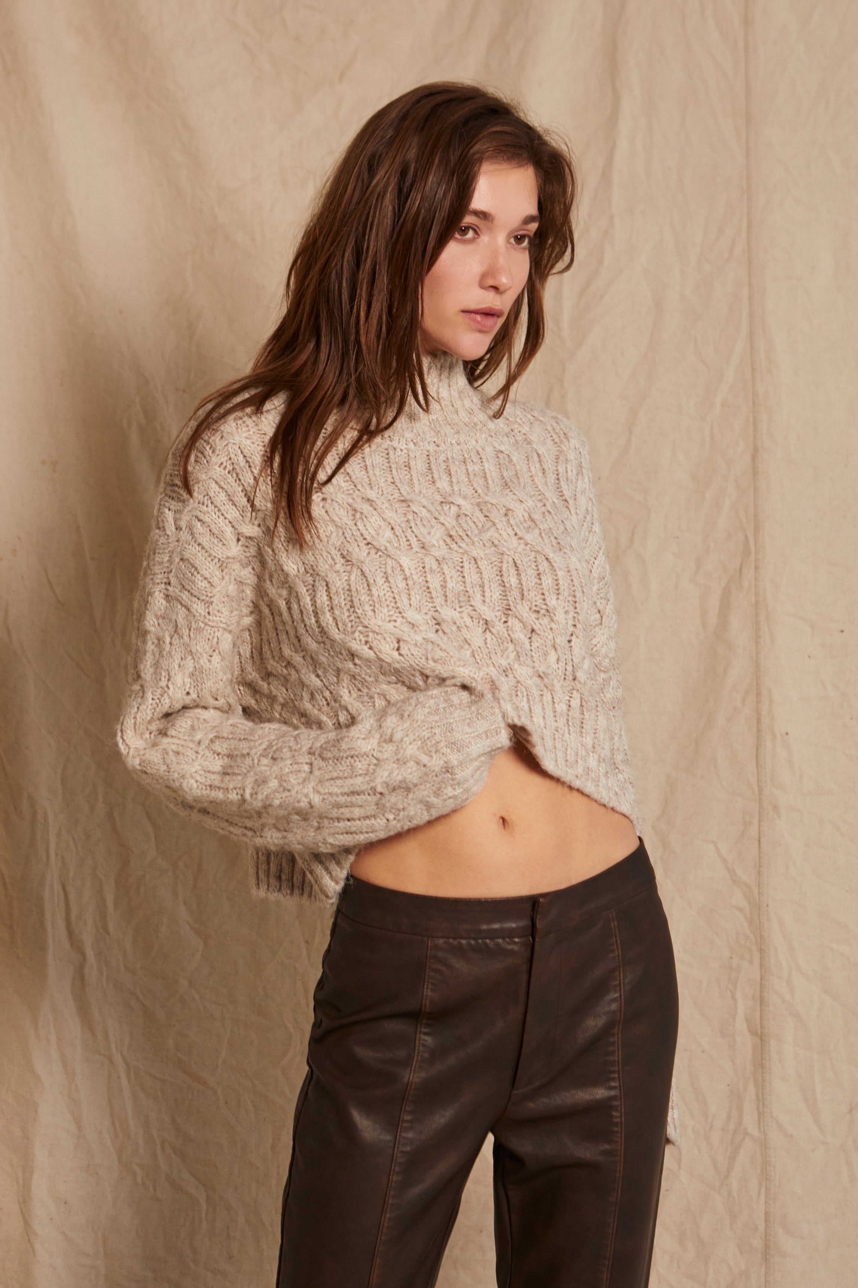 Mock Neck Cropped Sweater