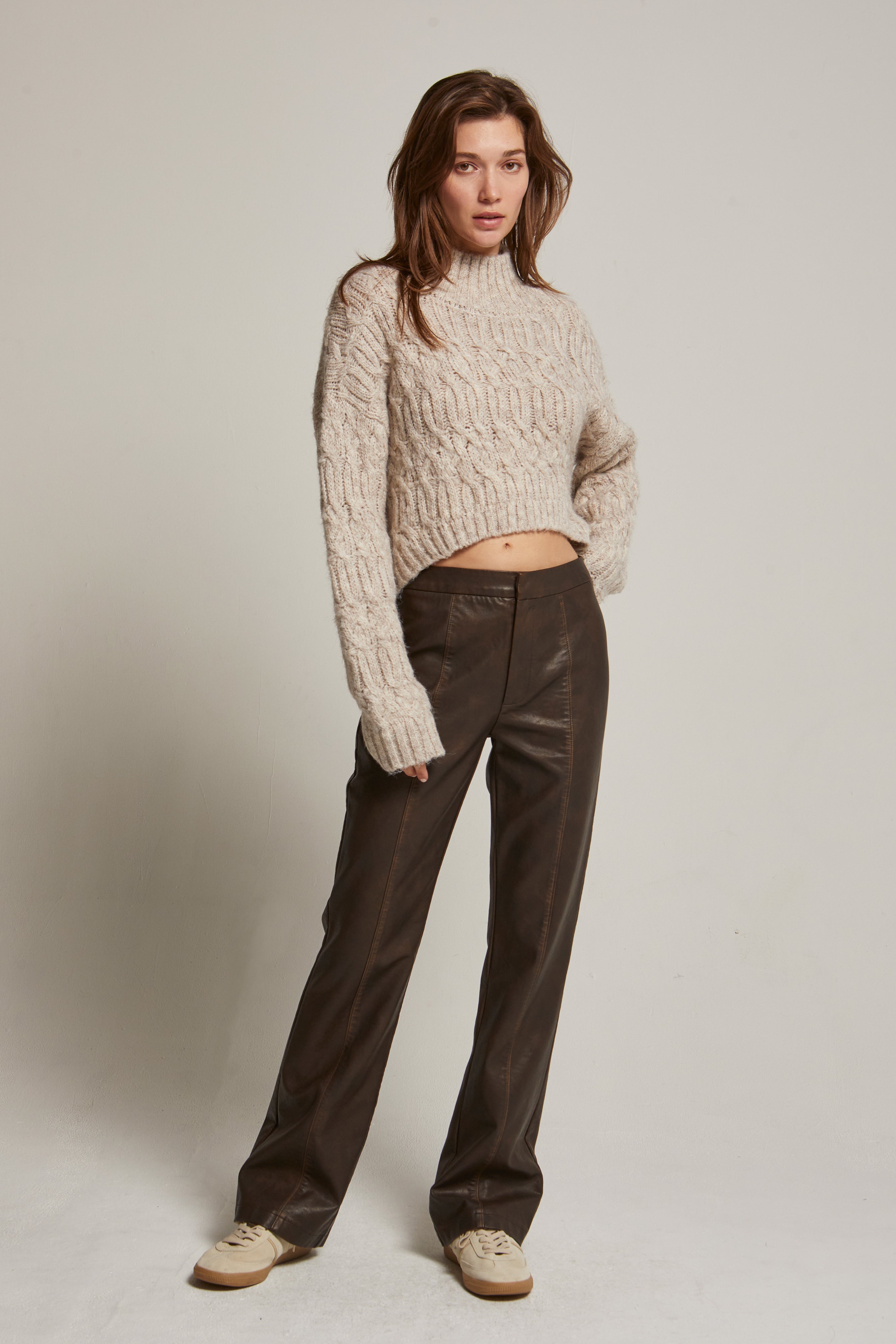 Mock Neck Cropped Sweater