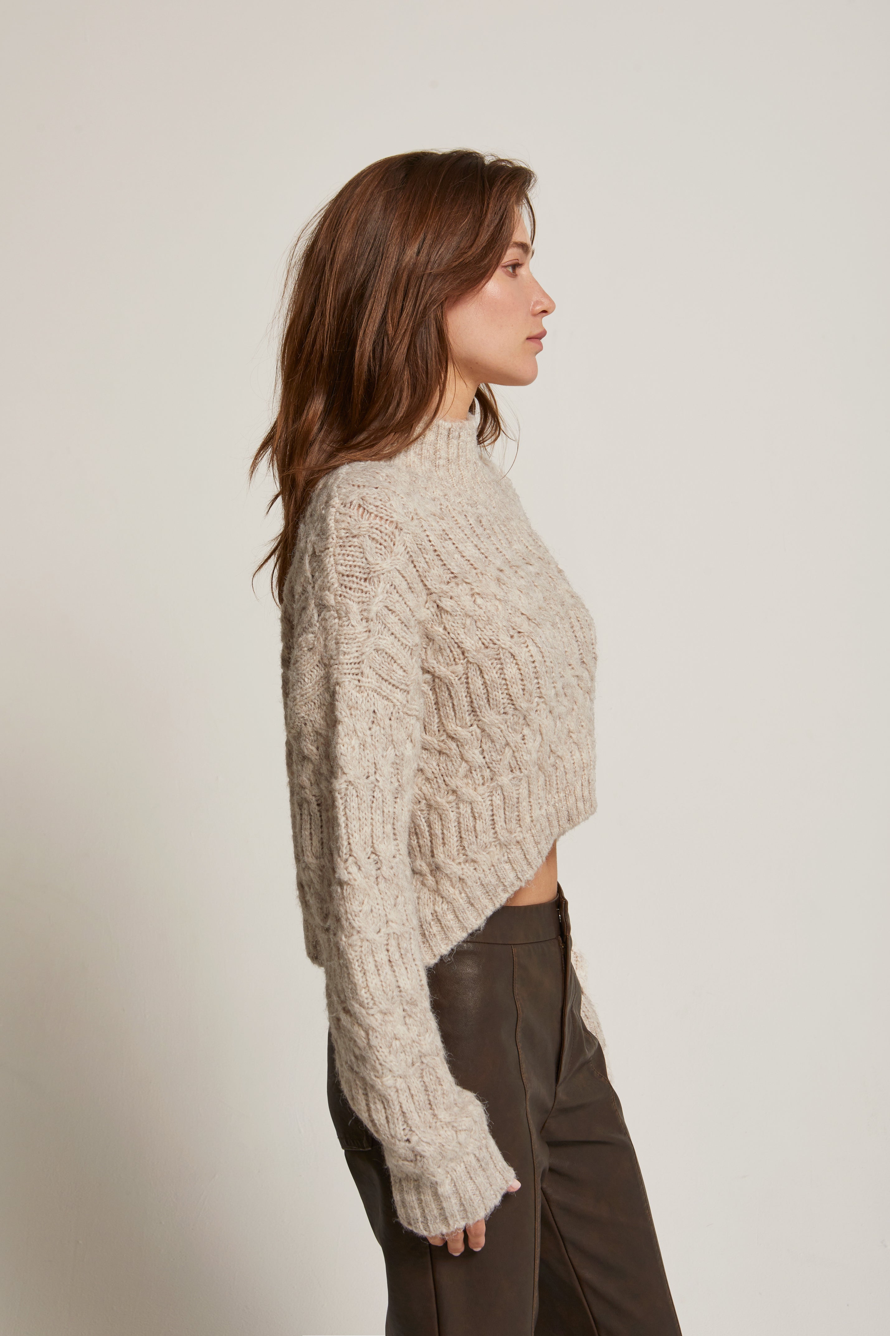 Mock Neck Cropped Sweater