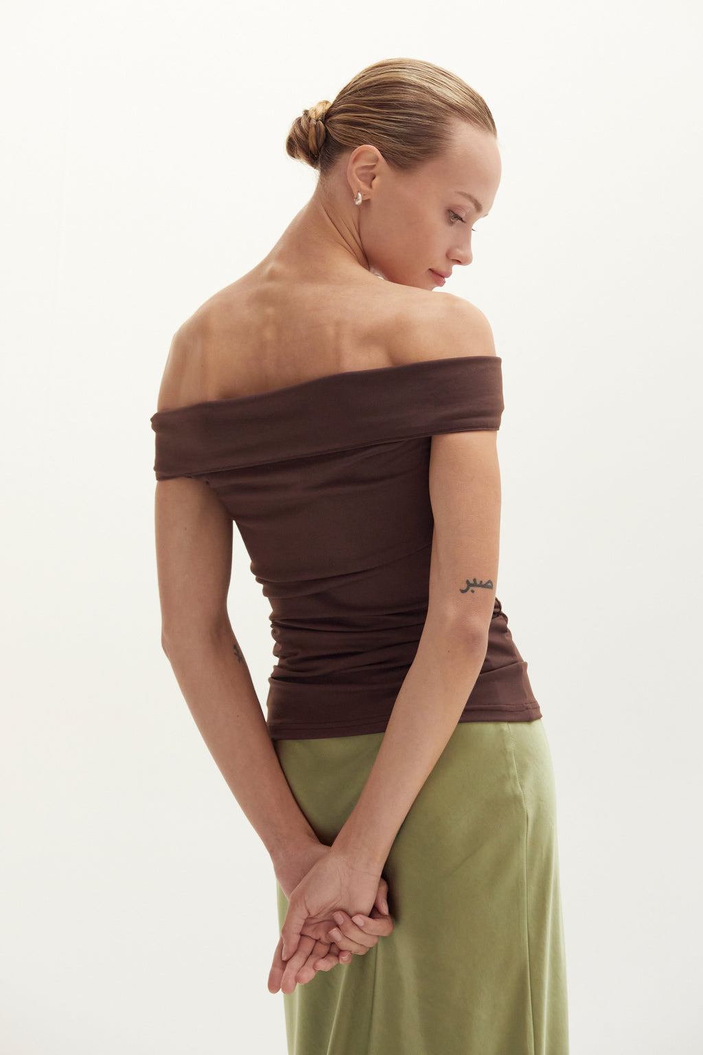 Off Shoulder Ruched Knit Top