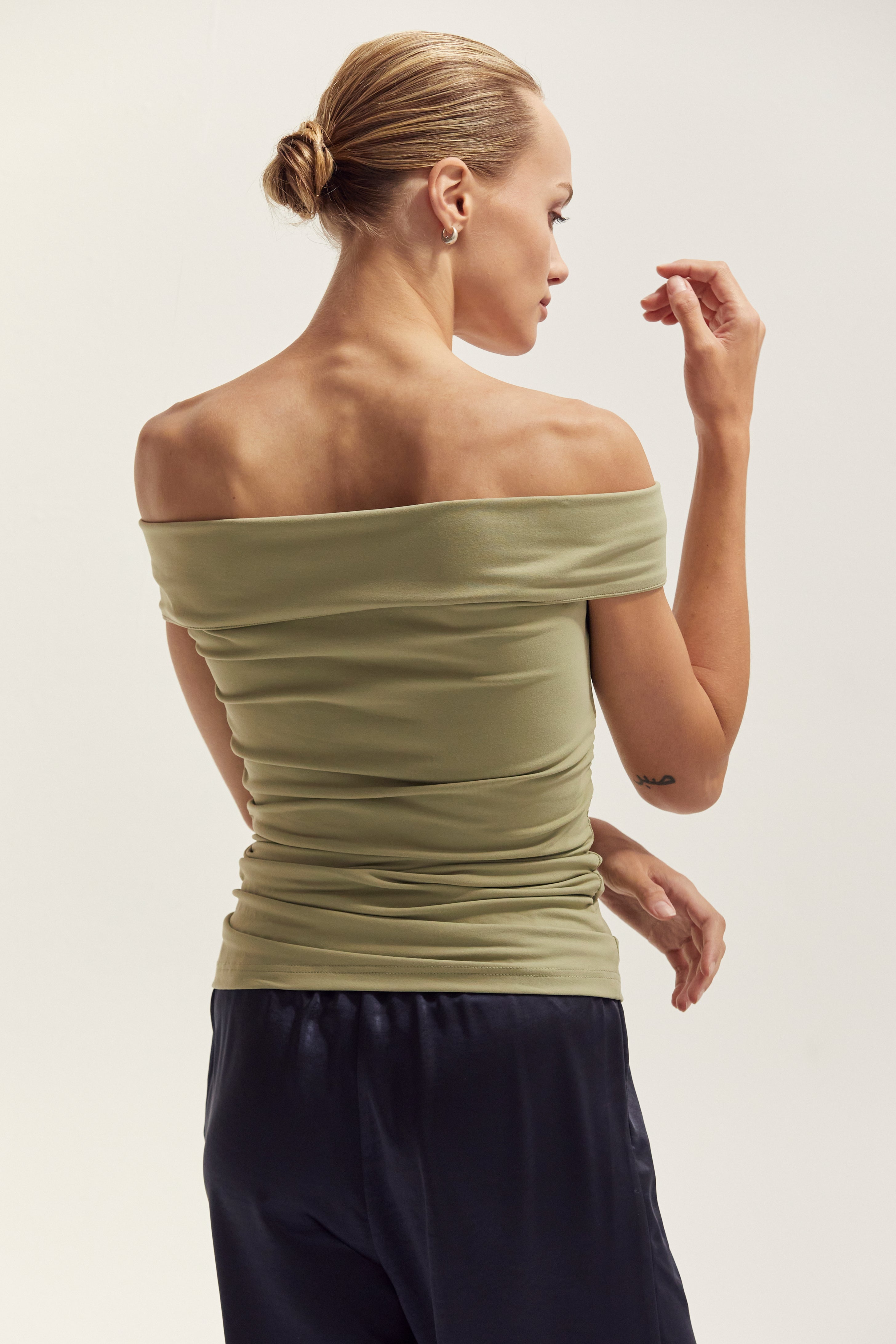 Off Shoulder Ruched Knit Top
