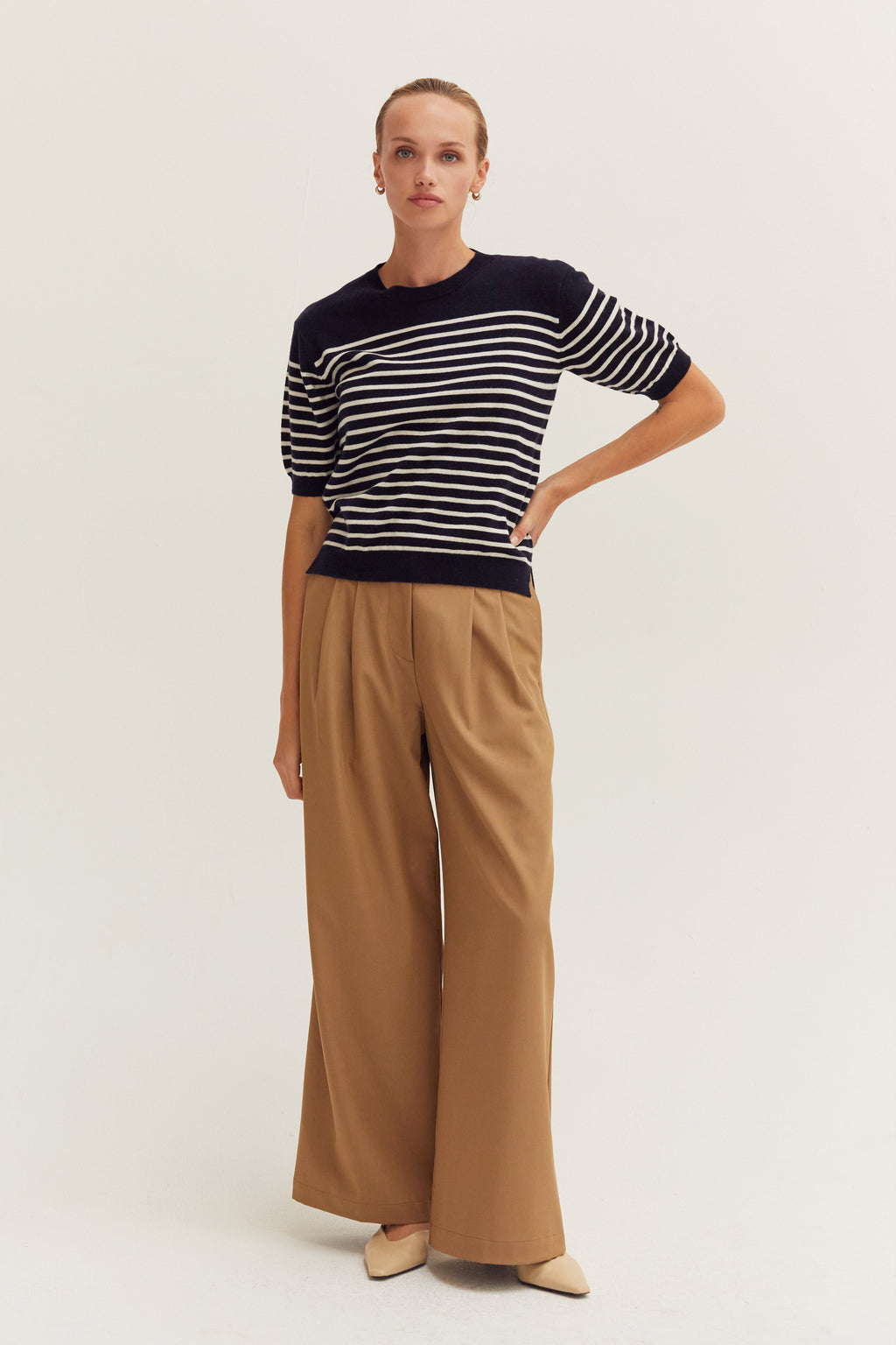 Stripe Short Sleeve Sweater Top