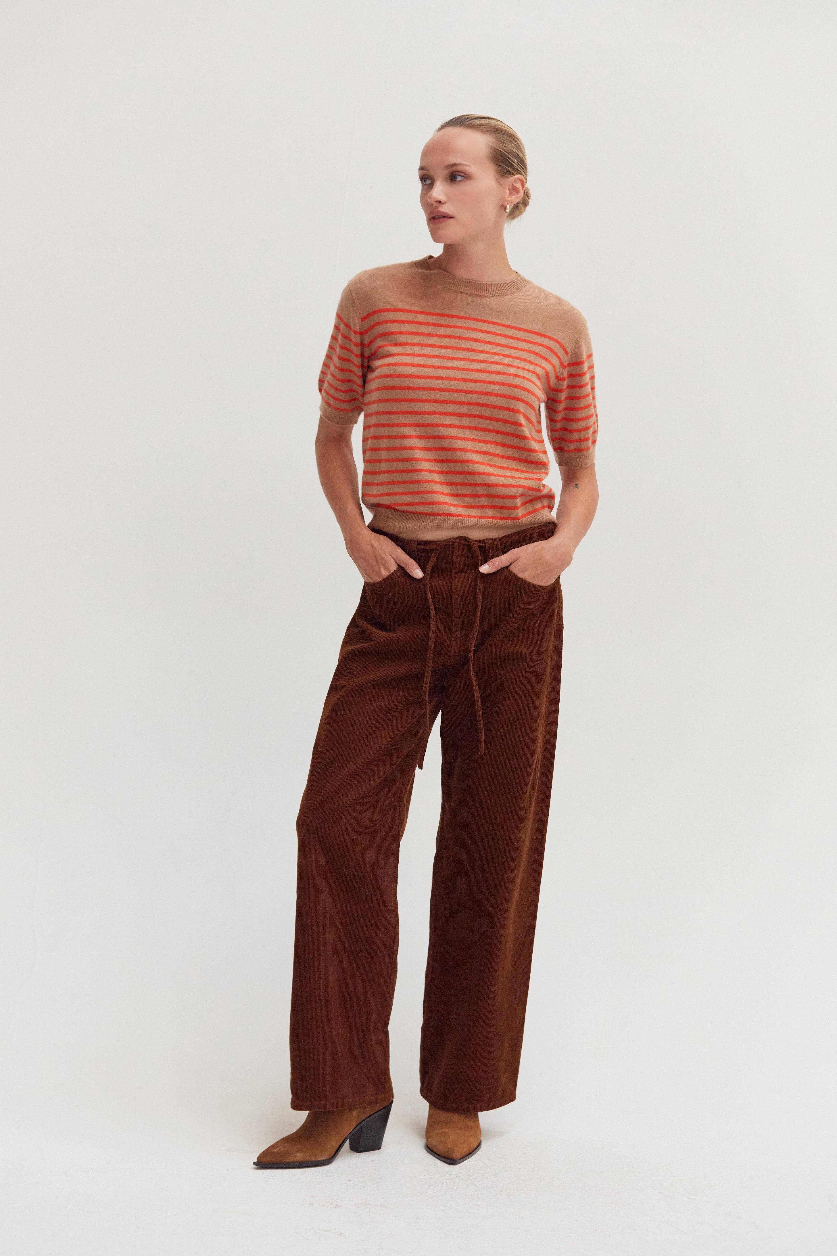 Stripe Short Sleeve Sweater Top
