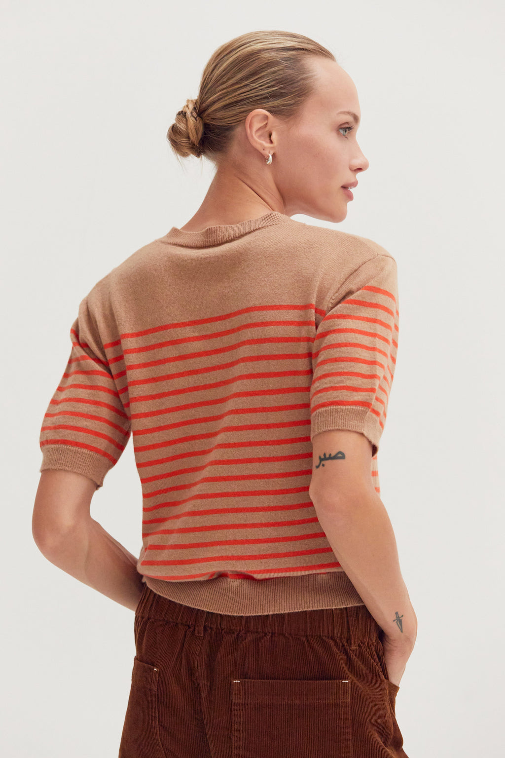 Stripe Short Sleeve Sweater Top