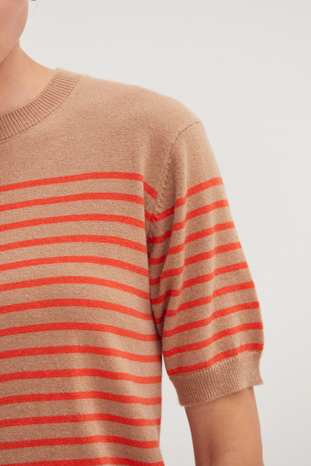 Stripe Short Sleeve Sweater Top