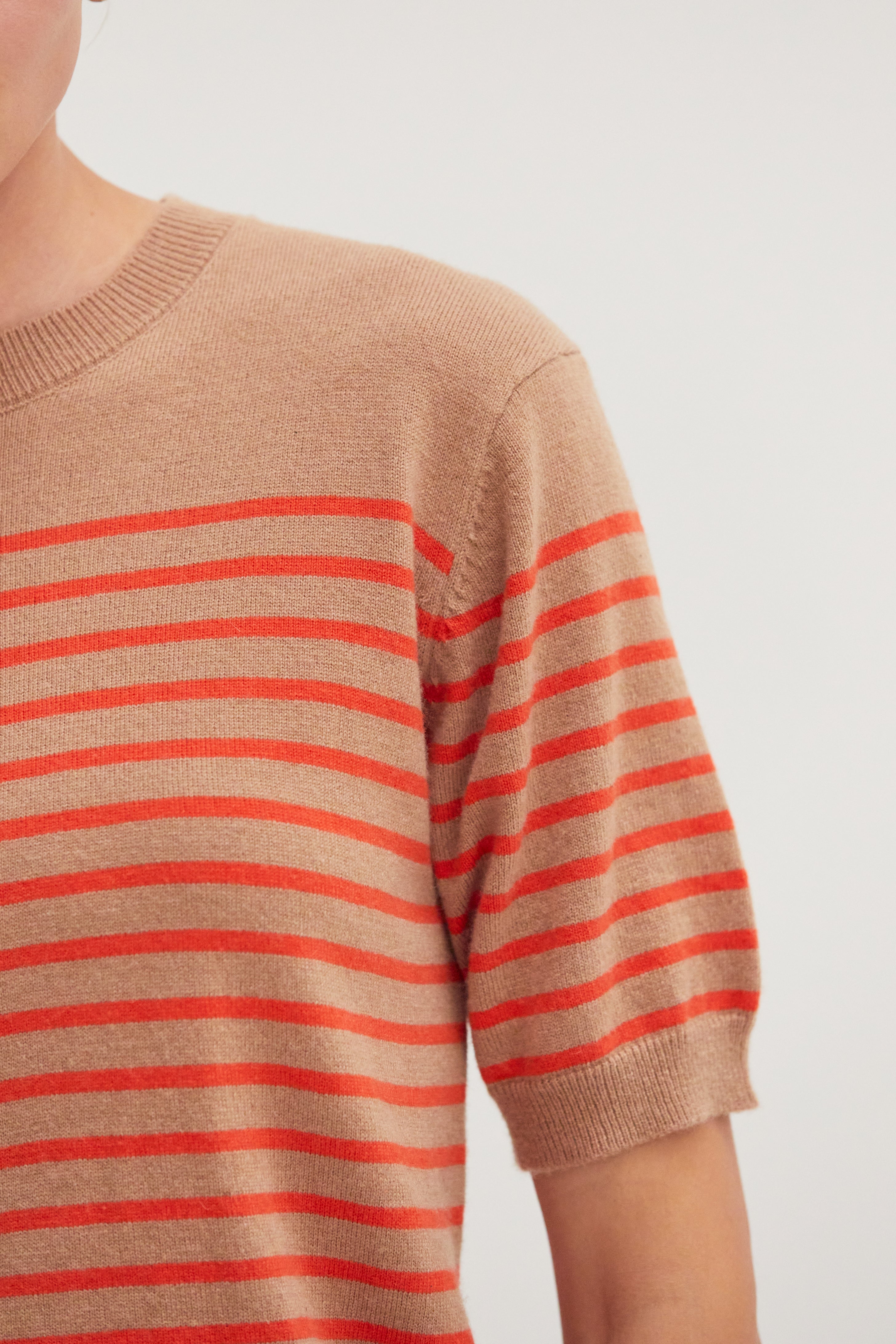 Stripe Short Sleeve Sweater Top