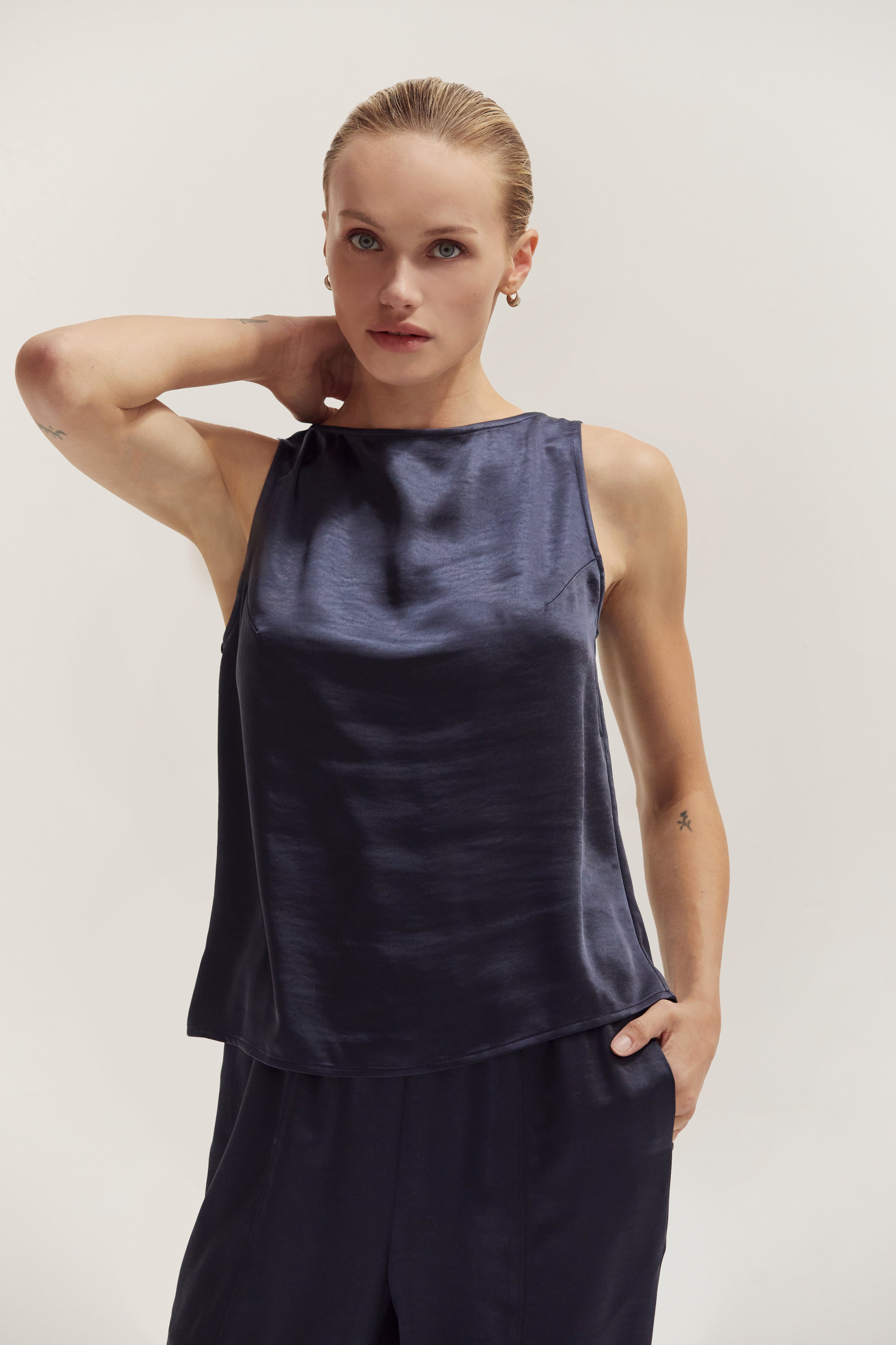 Crushed Satin Tank Top