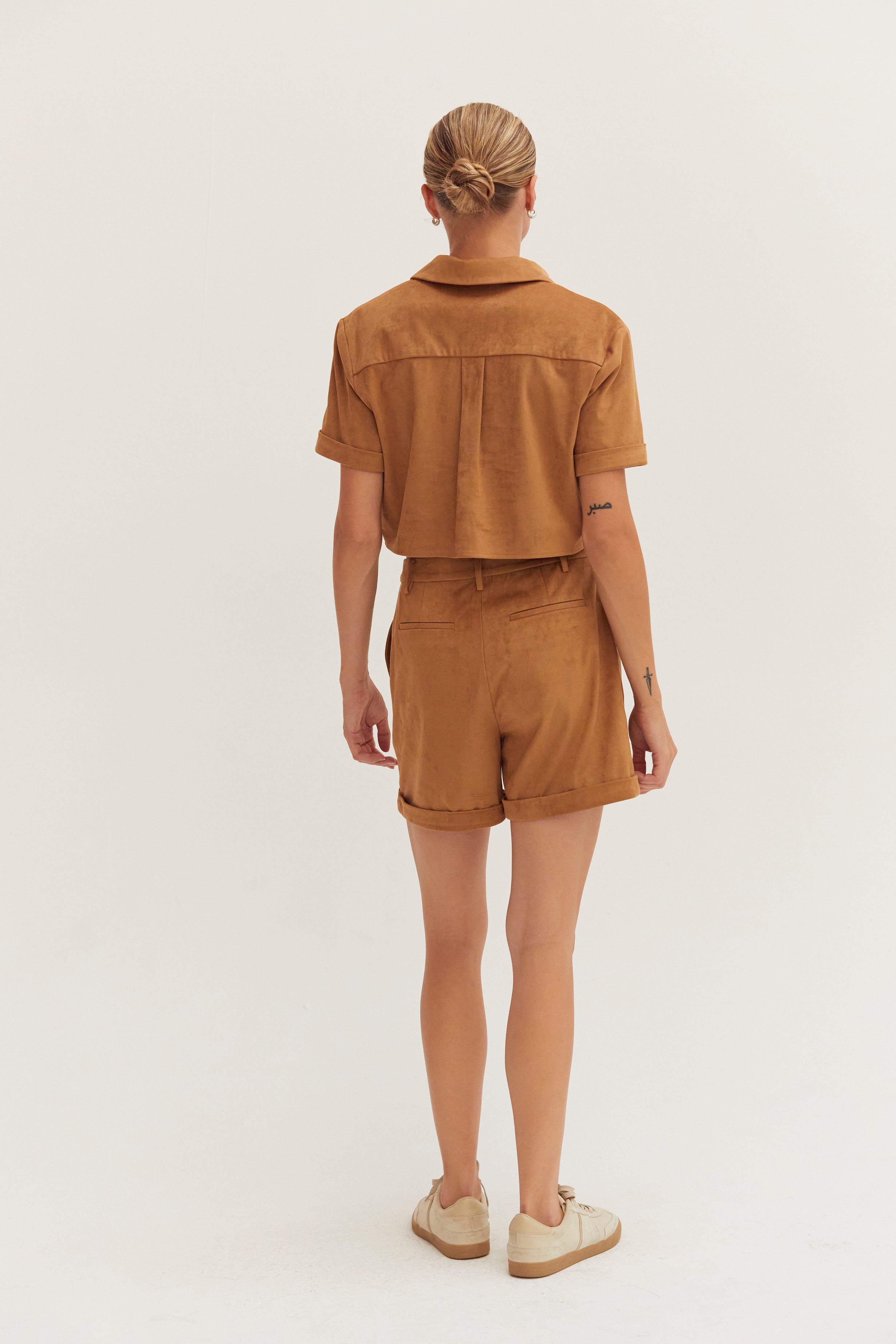 Vegan Suede Cropped Shirt