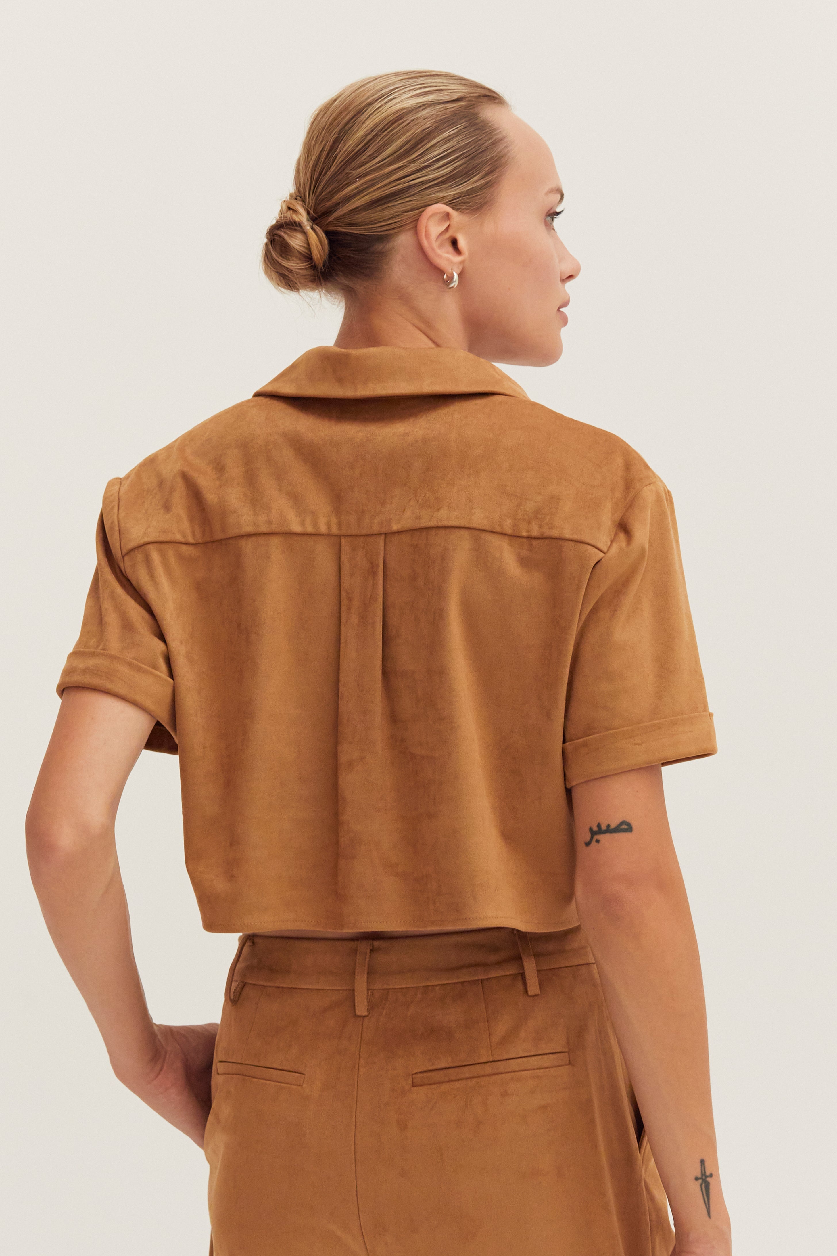 Vegan Suede Cropped Shirt