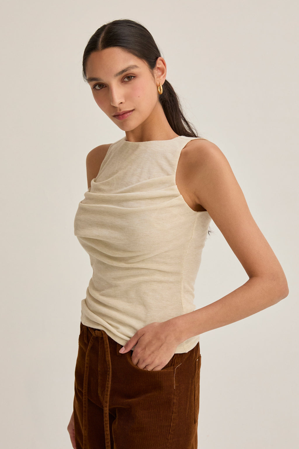 Shirred Knit Tank Top