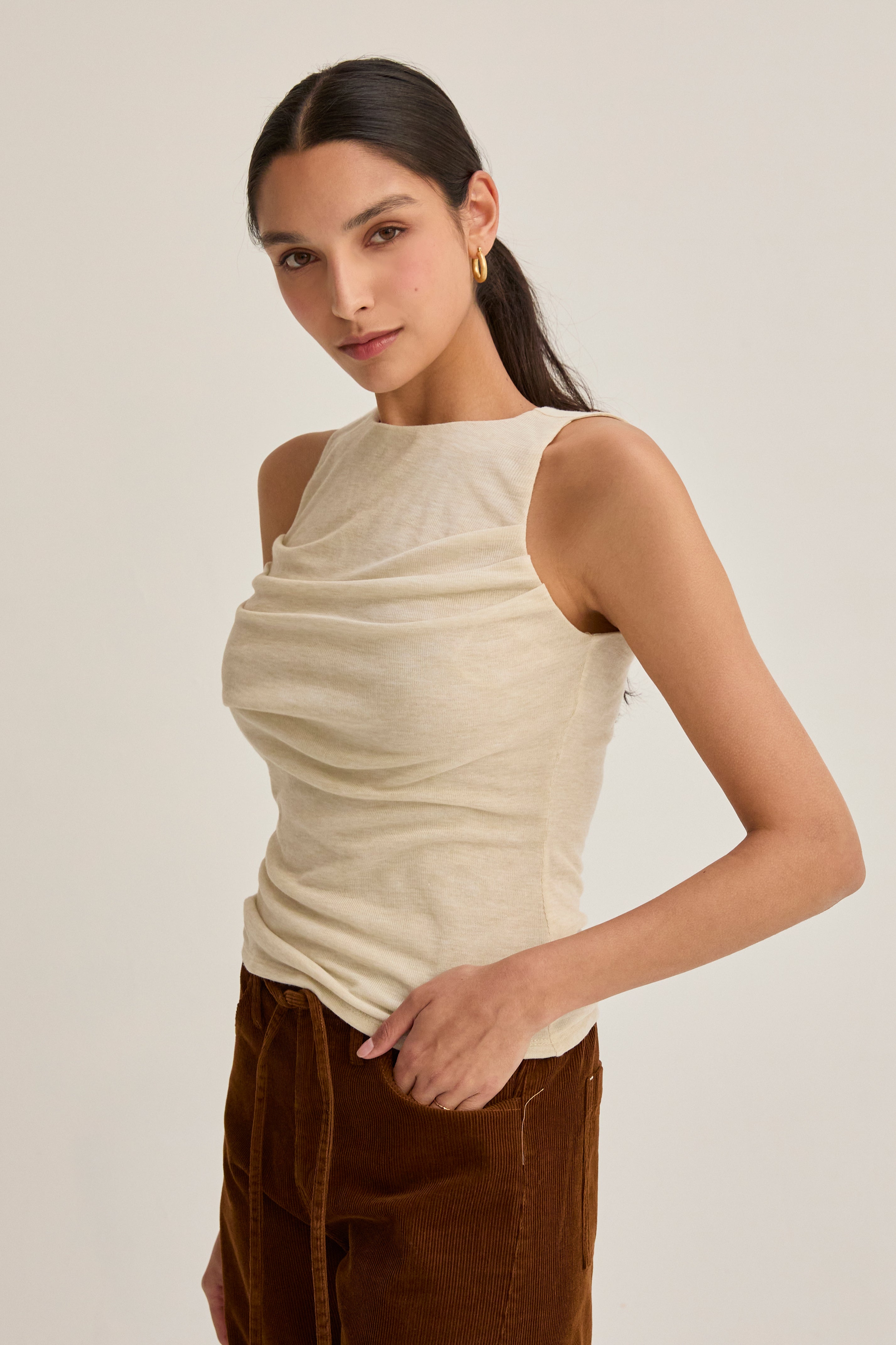 Shirred Knit Tank Top