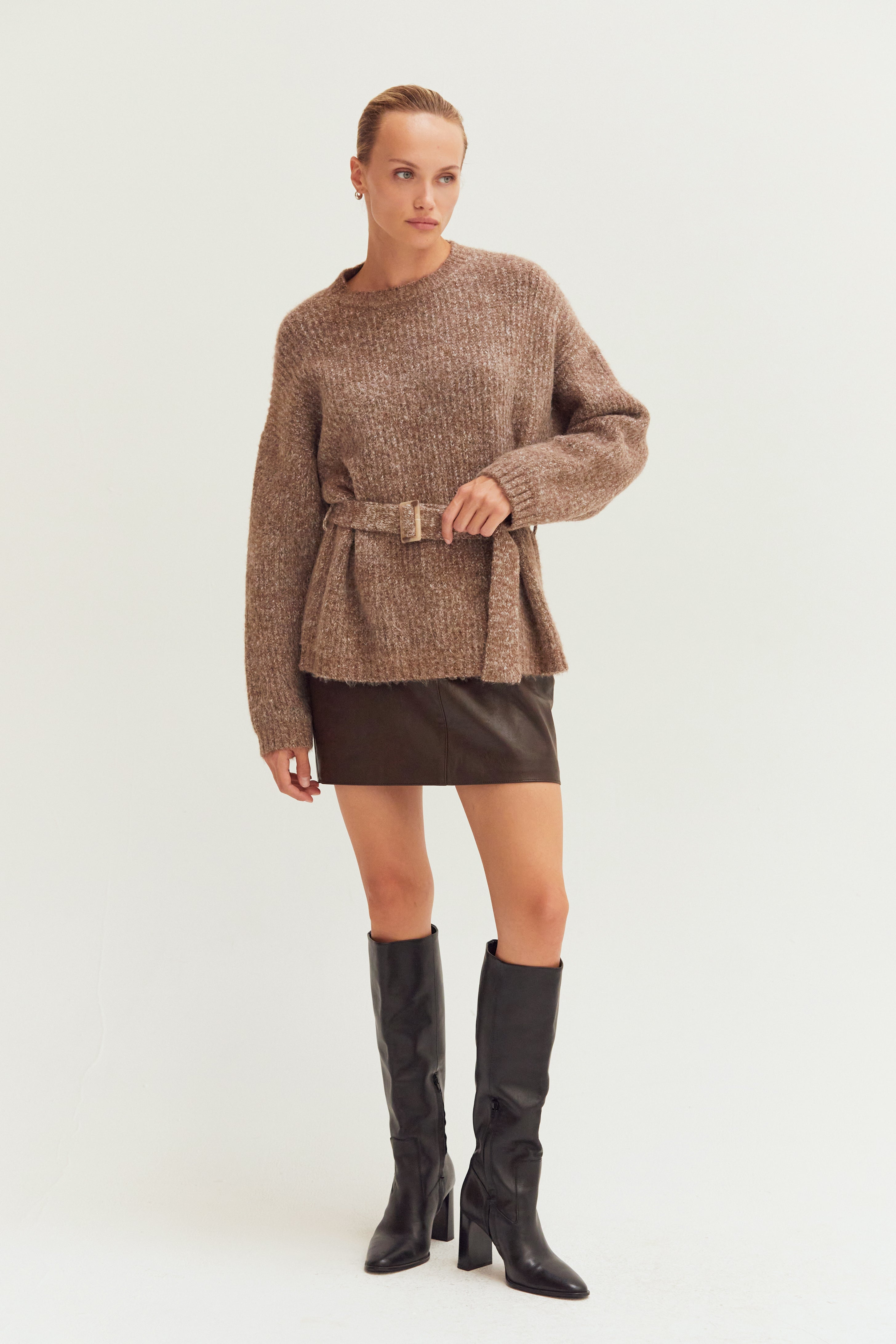 Belted Tunic Sweater